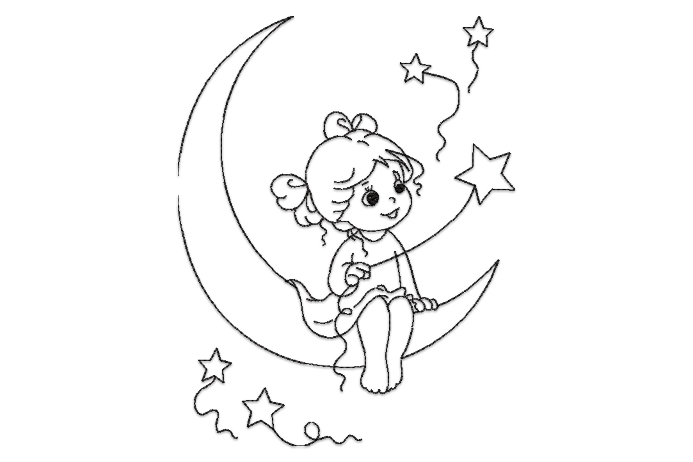 Free Angel on Moon Machine Embroidery Design | Embroidize