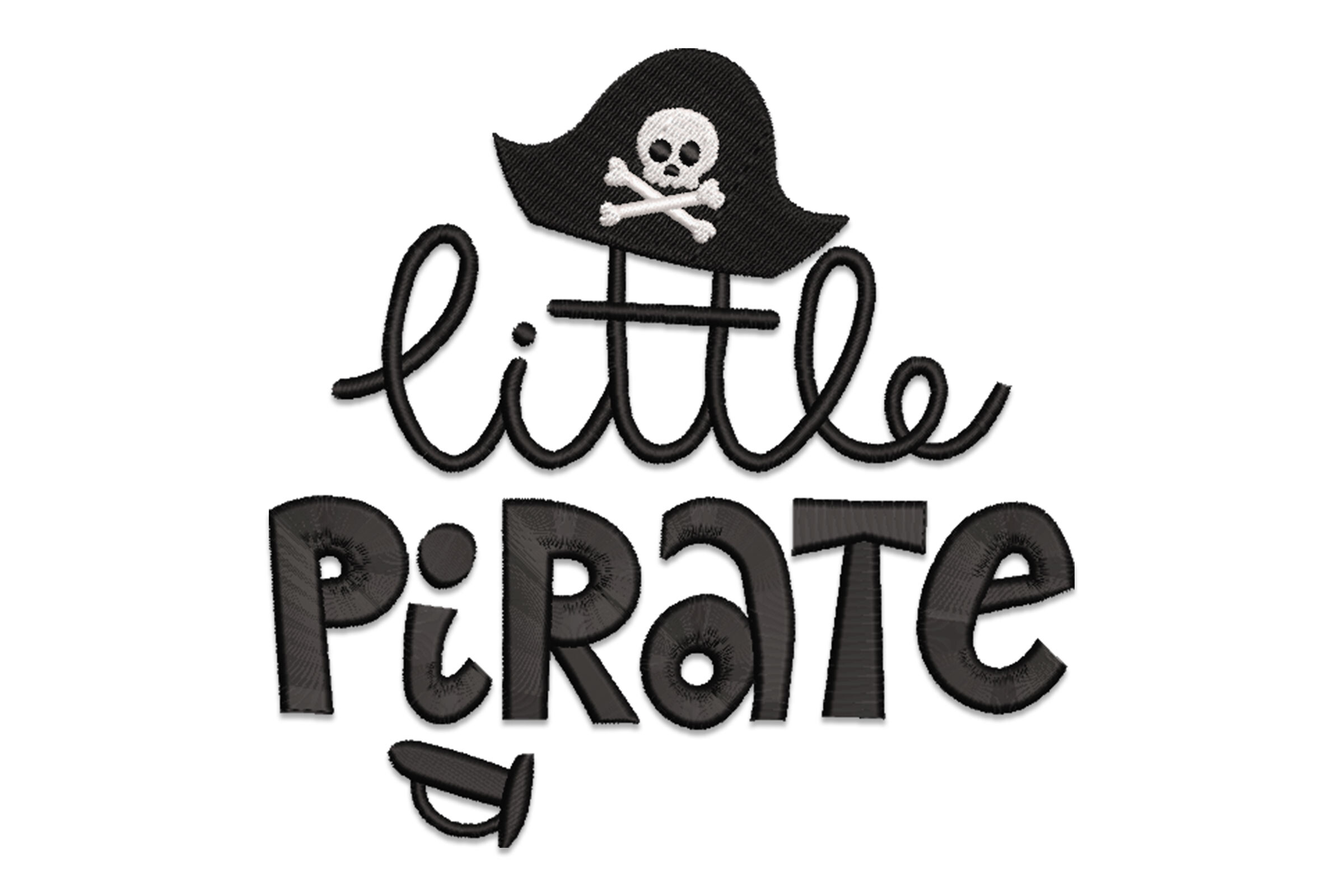 Little Pirate Embroidery Design – Cute Pirate Hat & Lettering for Kids