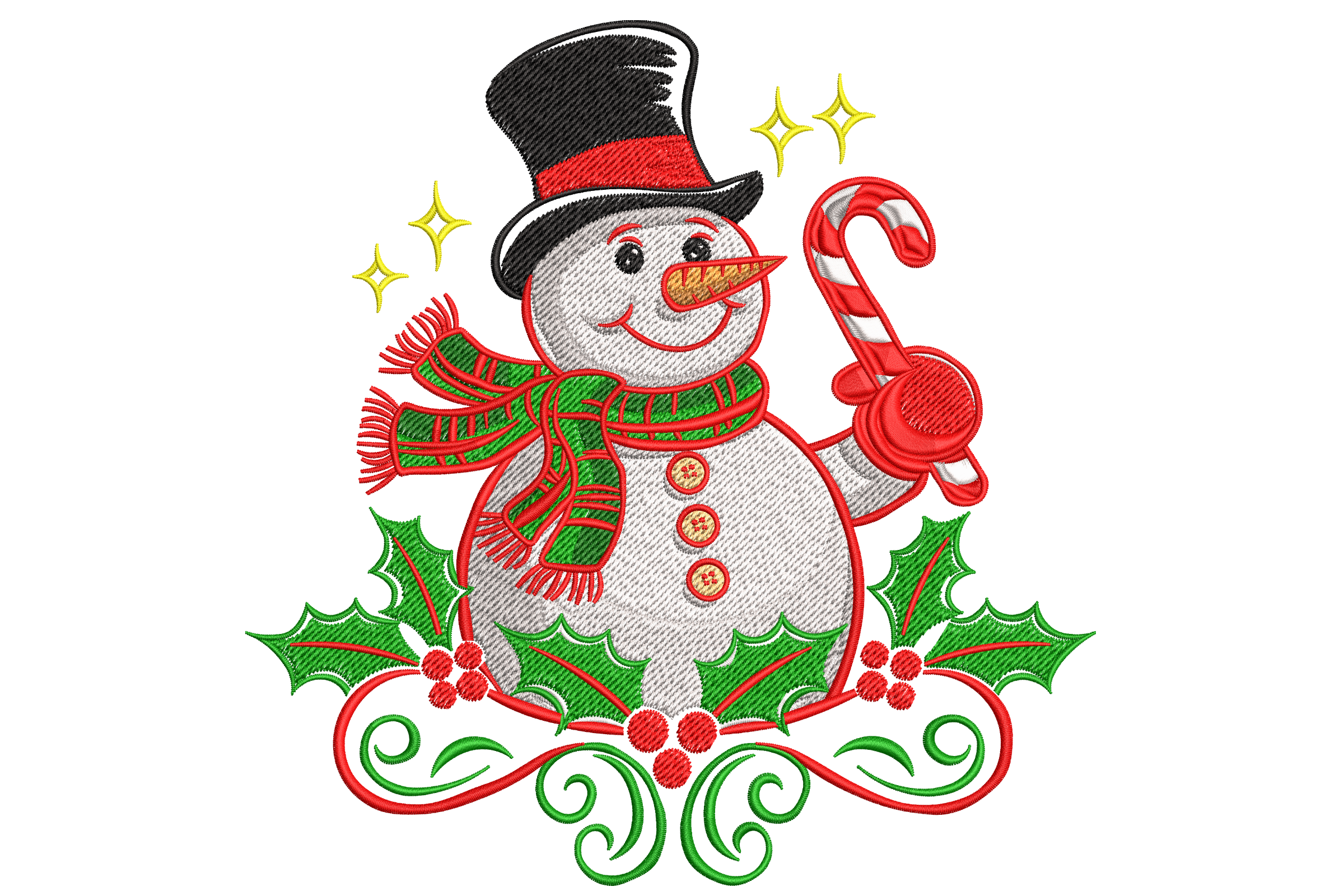 Snowman & Candy Cane – Christmas Embroidery File
