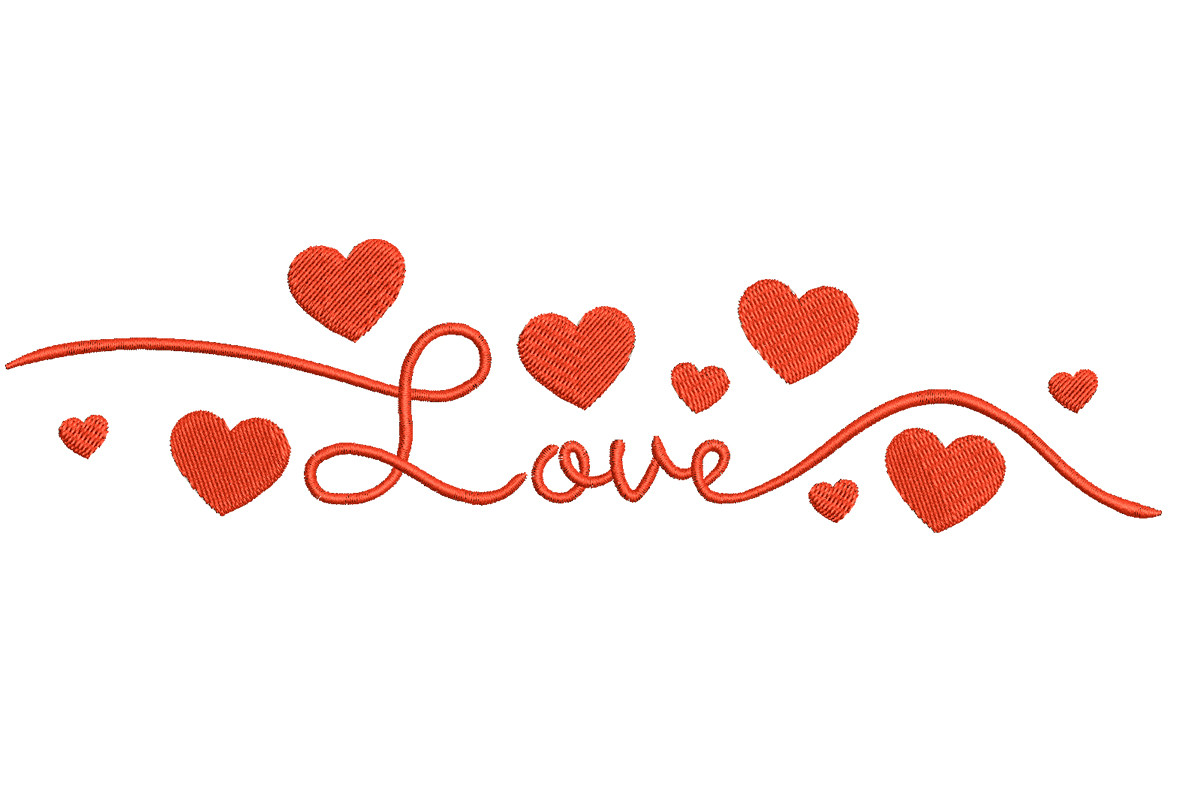 Love Script with Hearts – Machine Embroidery Design File | Embroidize