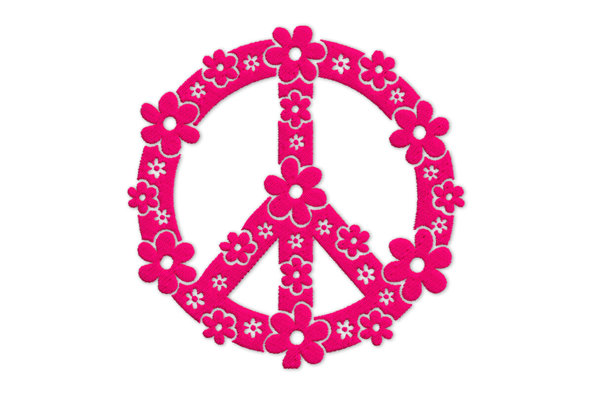 Floral Peace Sign – Groovy Machine Embroidery Design | Embroidize