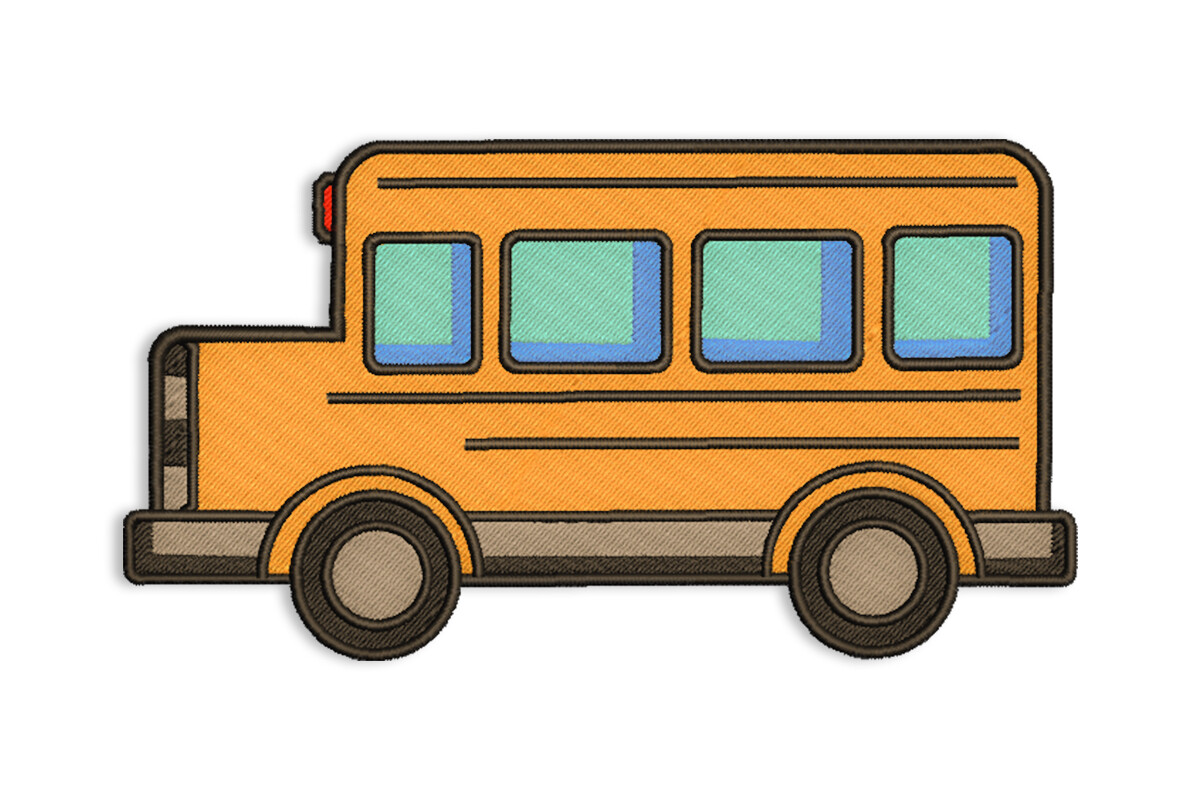 Cute School Bus Patch – Machine Embroidery Design