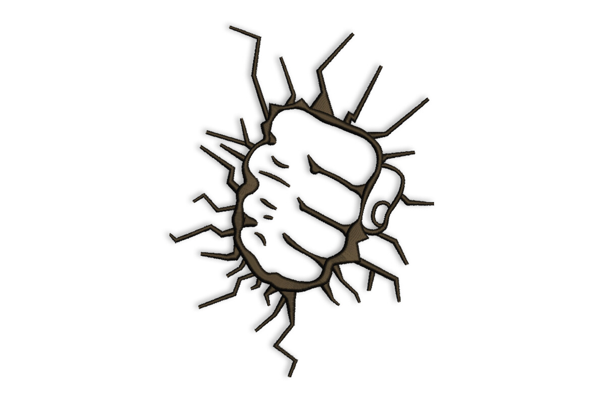 Punching Fist Embroidery – Cracked Wall Machine Design