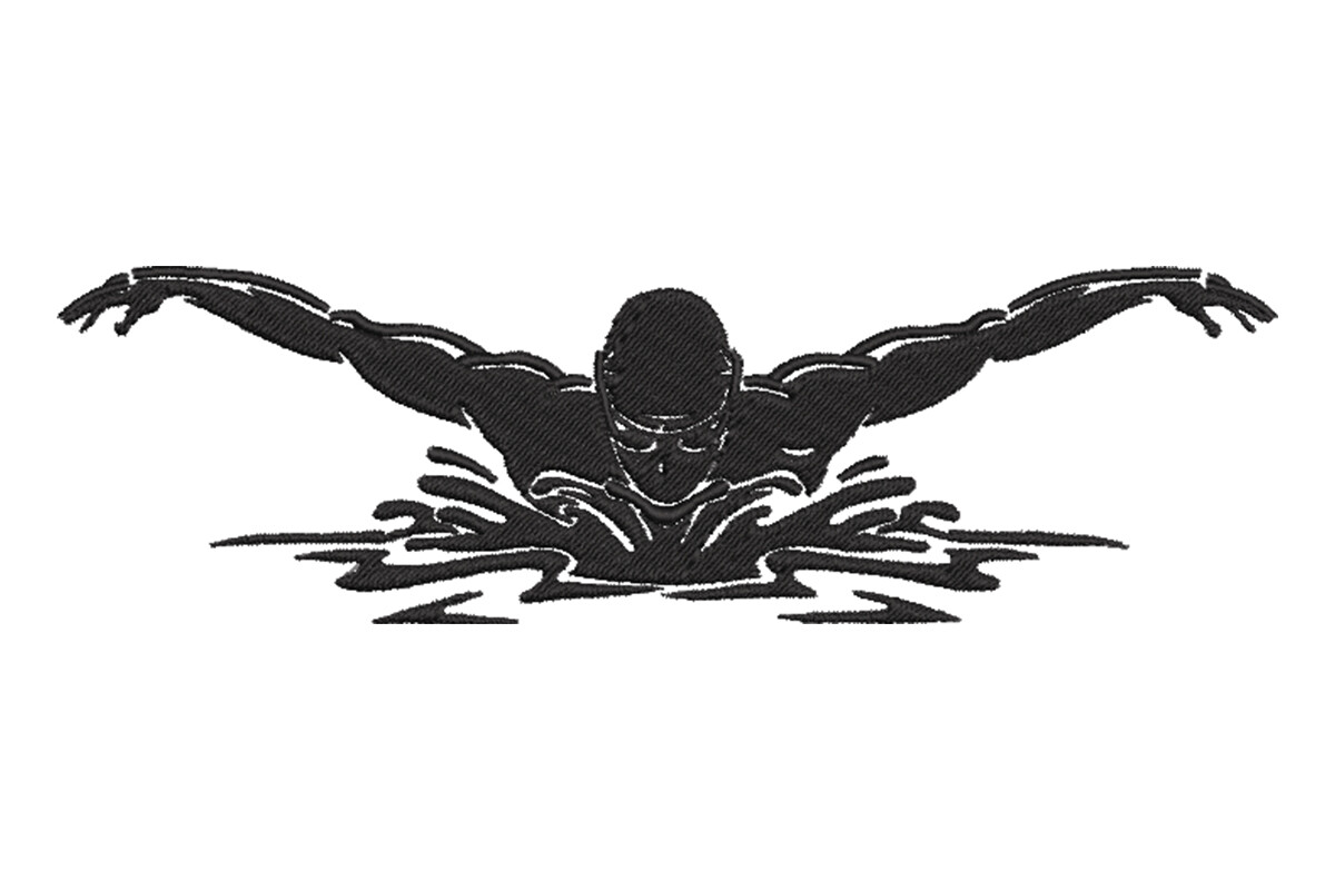 Swimmer Silhouette – Water Sports Machine Embroidery