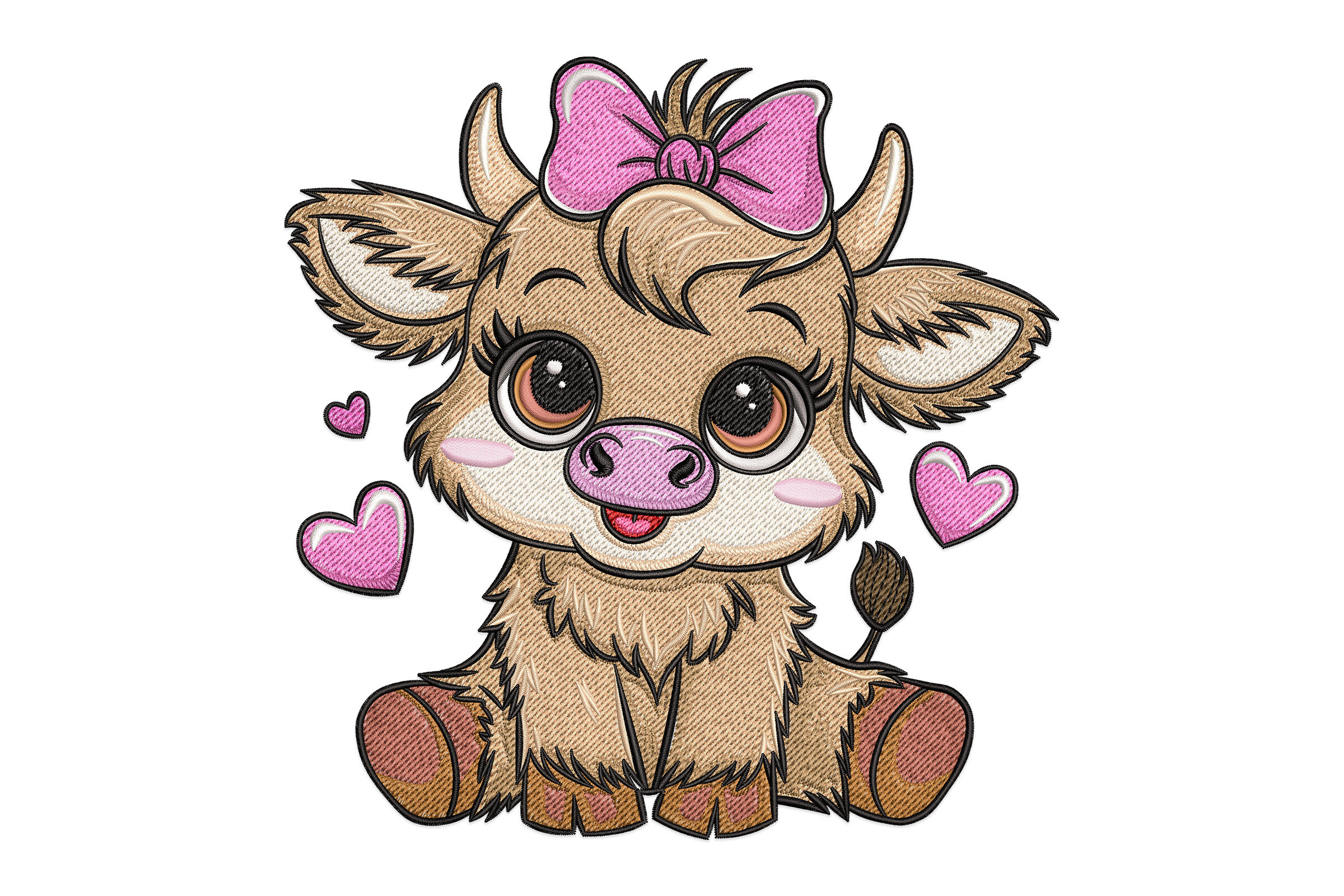 Cute Baby Highland Cow – Farm Animal Embroidery Design