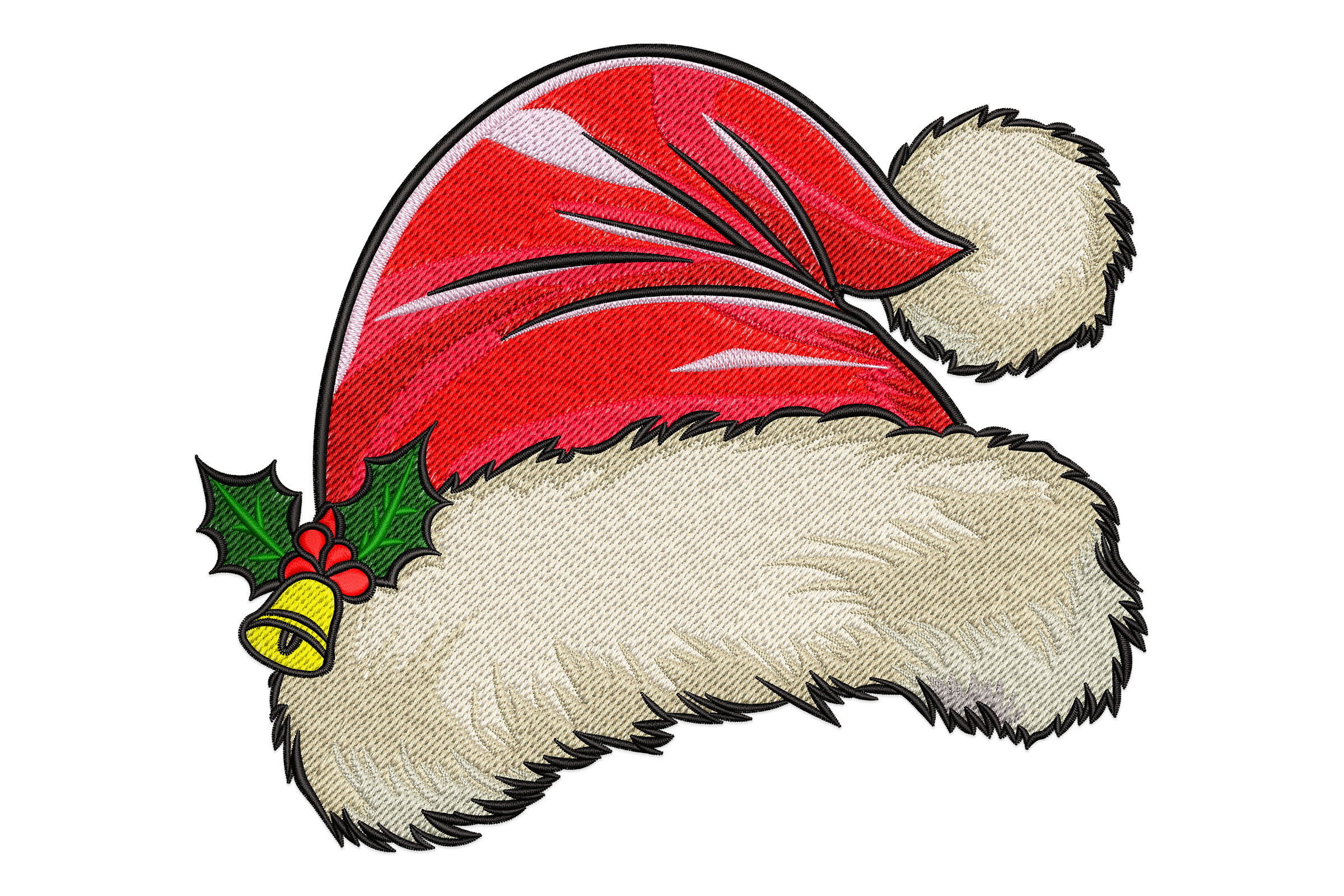 Festive Santa Hat with Holly – Christmas Embroidery Design