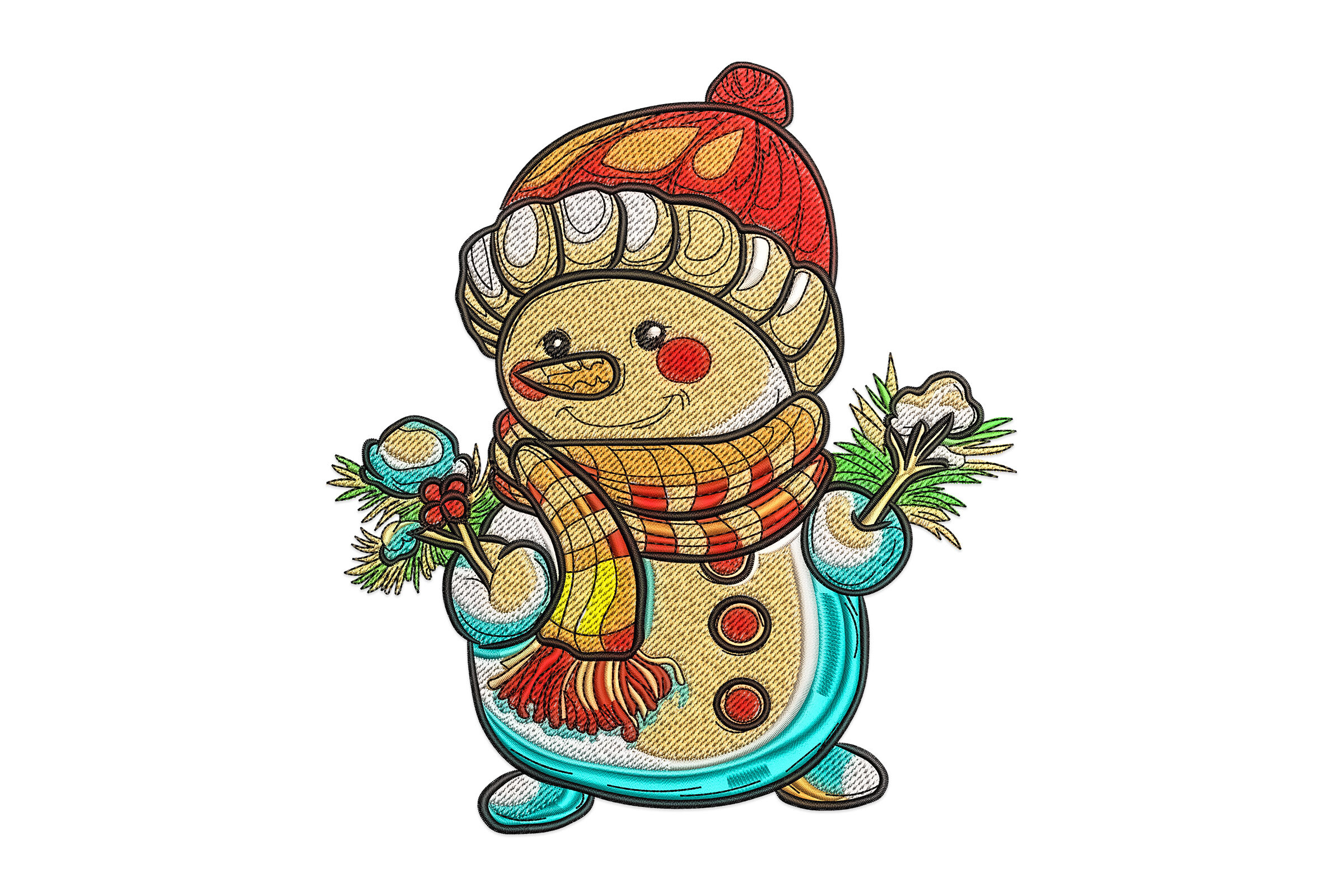 Cozy Snowman with Branches – Machine Embroidery Design