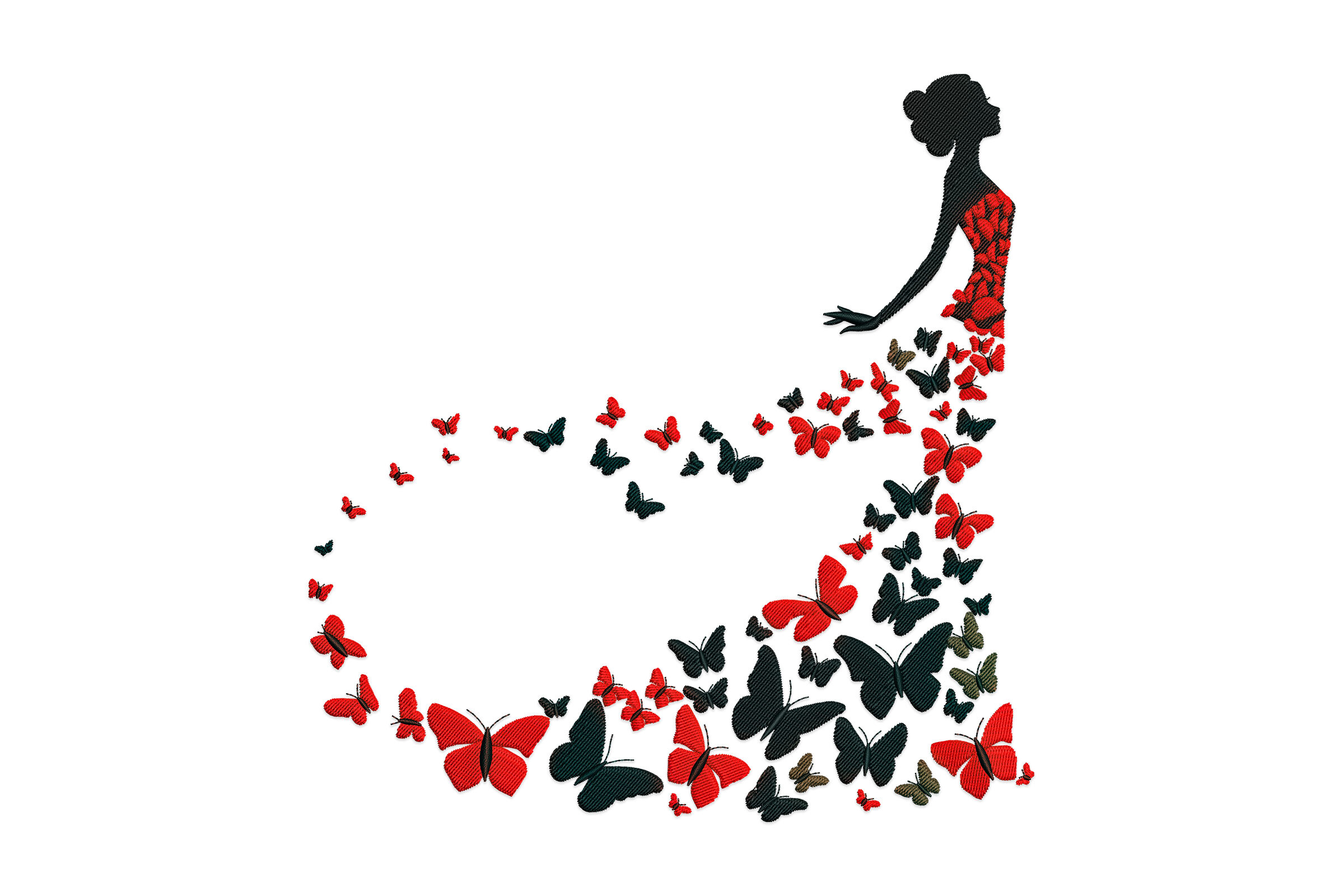 Butterfly Dress Silhouette – Machine Embroidery