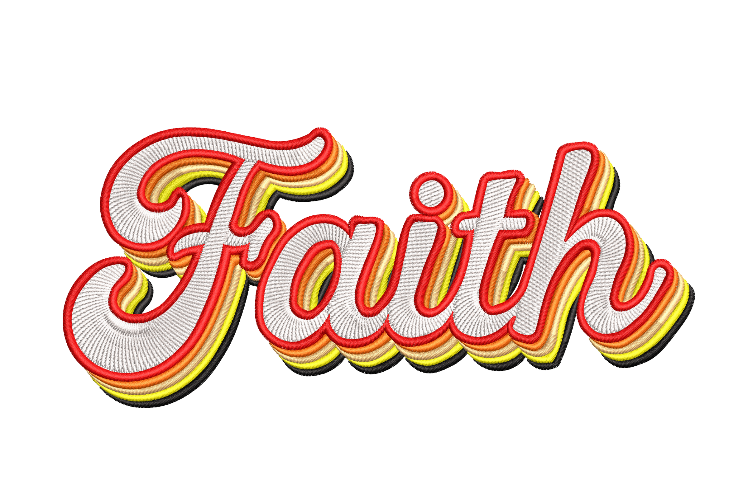 Faith Embroidery Design – Retro Lettering Patch | Embroidize