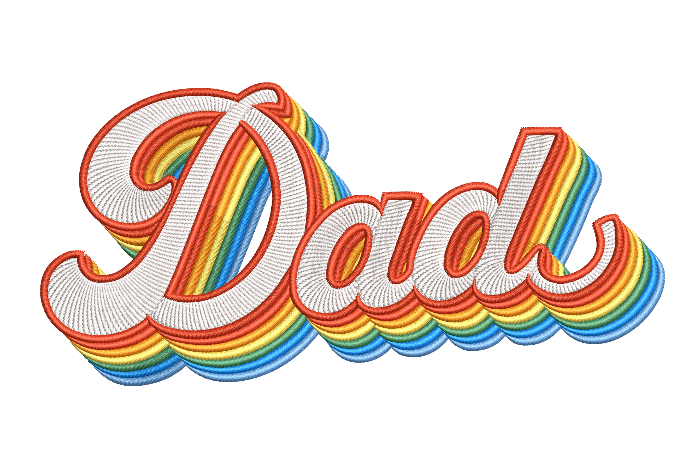 Dad Script Logo Dad Retro Rainbow Script – Embroidery Design File | Embroidize