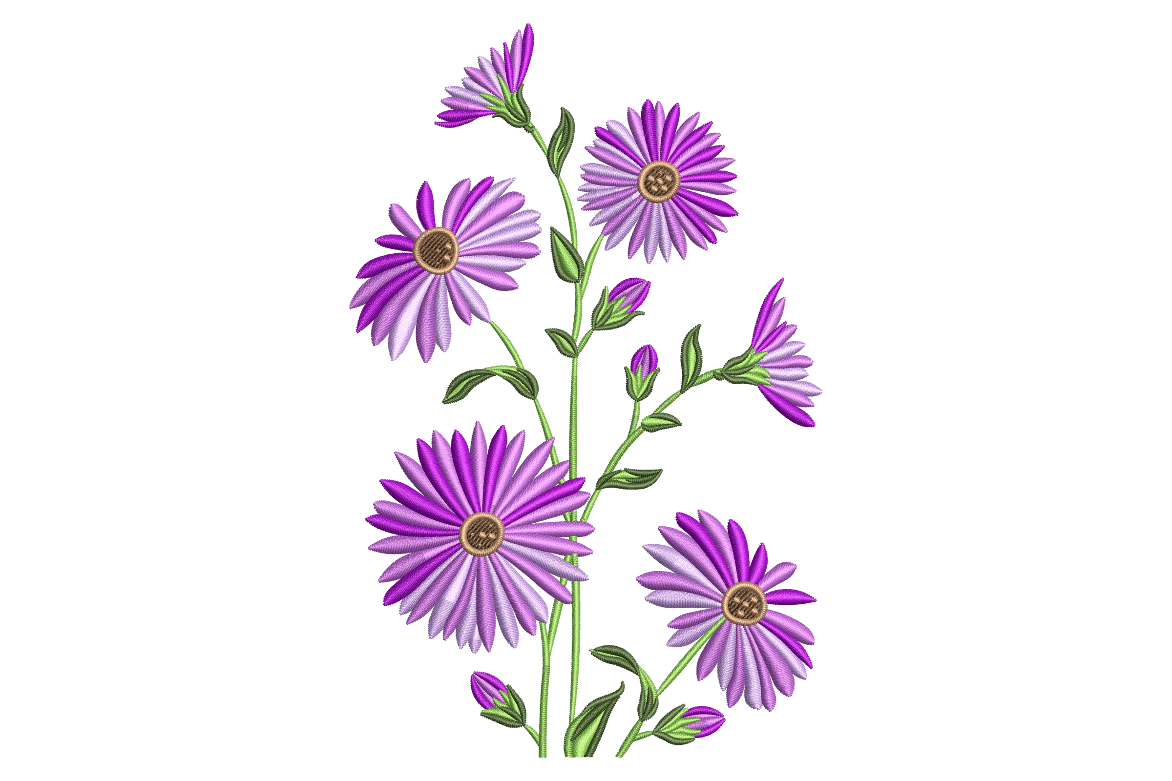 Purple Daisy Bouquet – Machine Embroidery Design | Embroidize