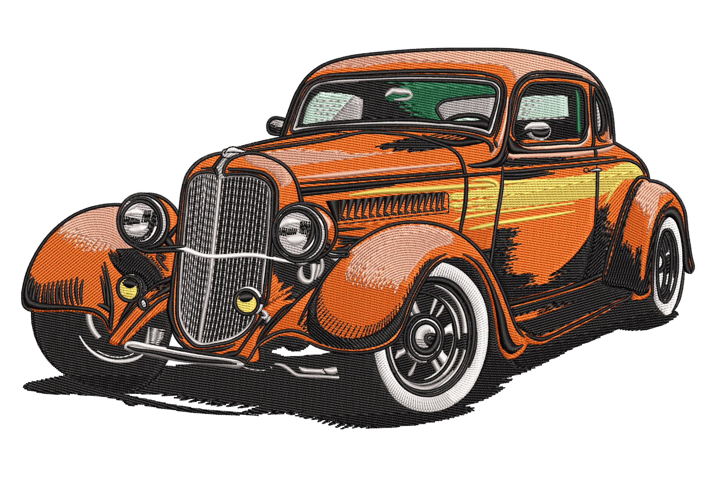 Classic Hot Rod Car – Vintage Embroidery Design