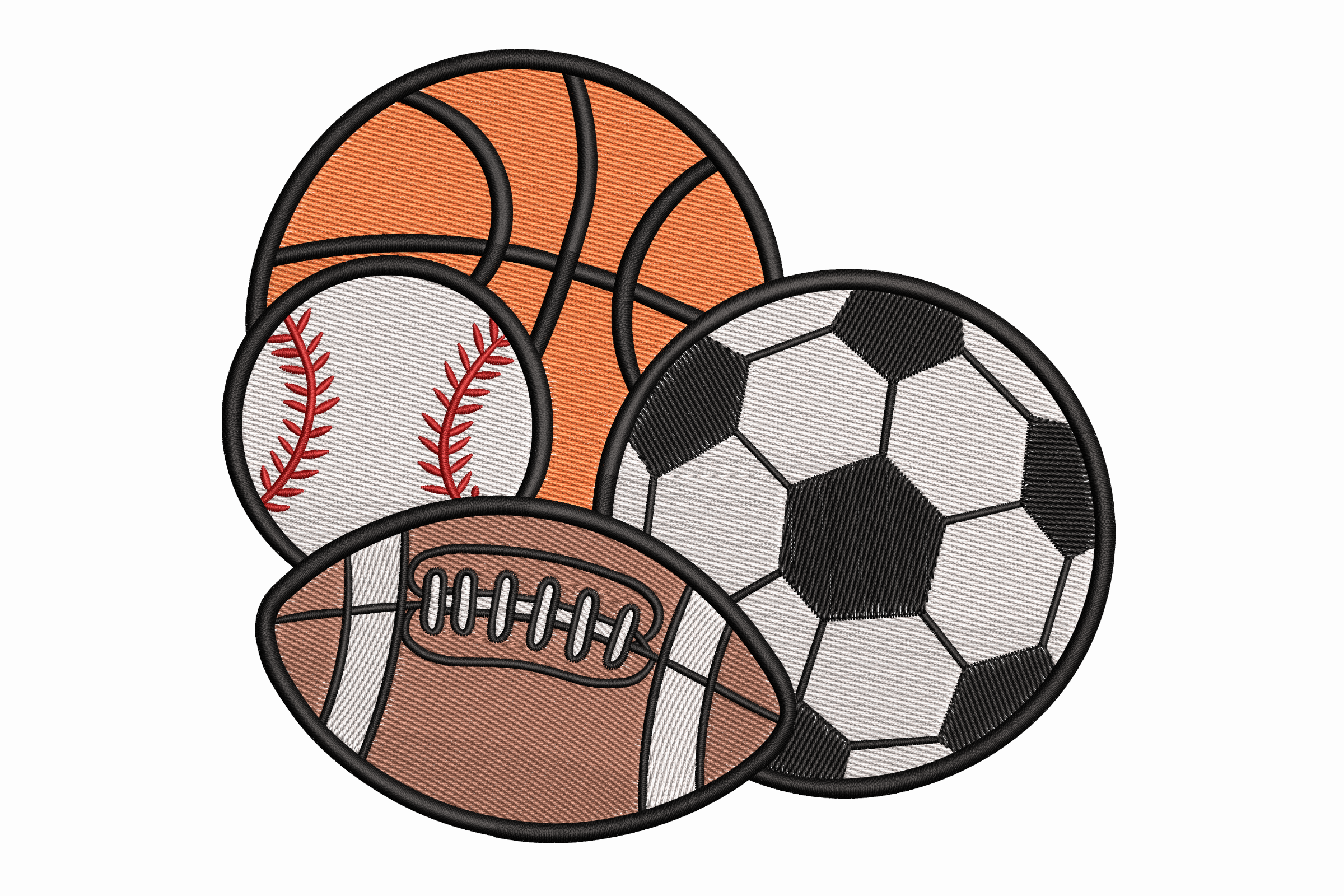 Sports Ball Quartet – Team Sports Machine Embroidery | Embroidize