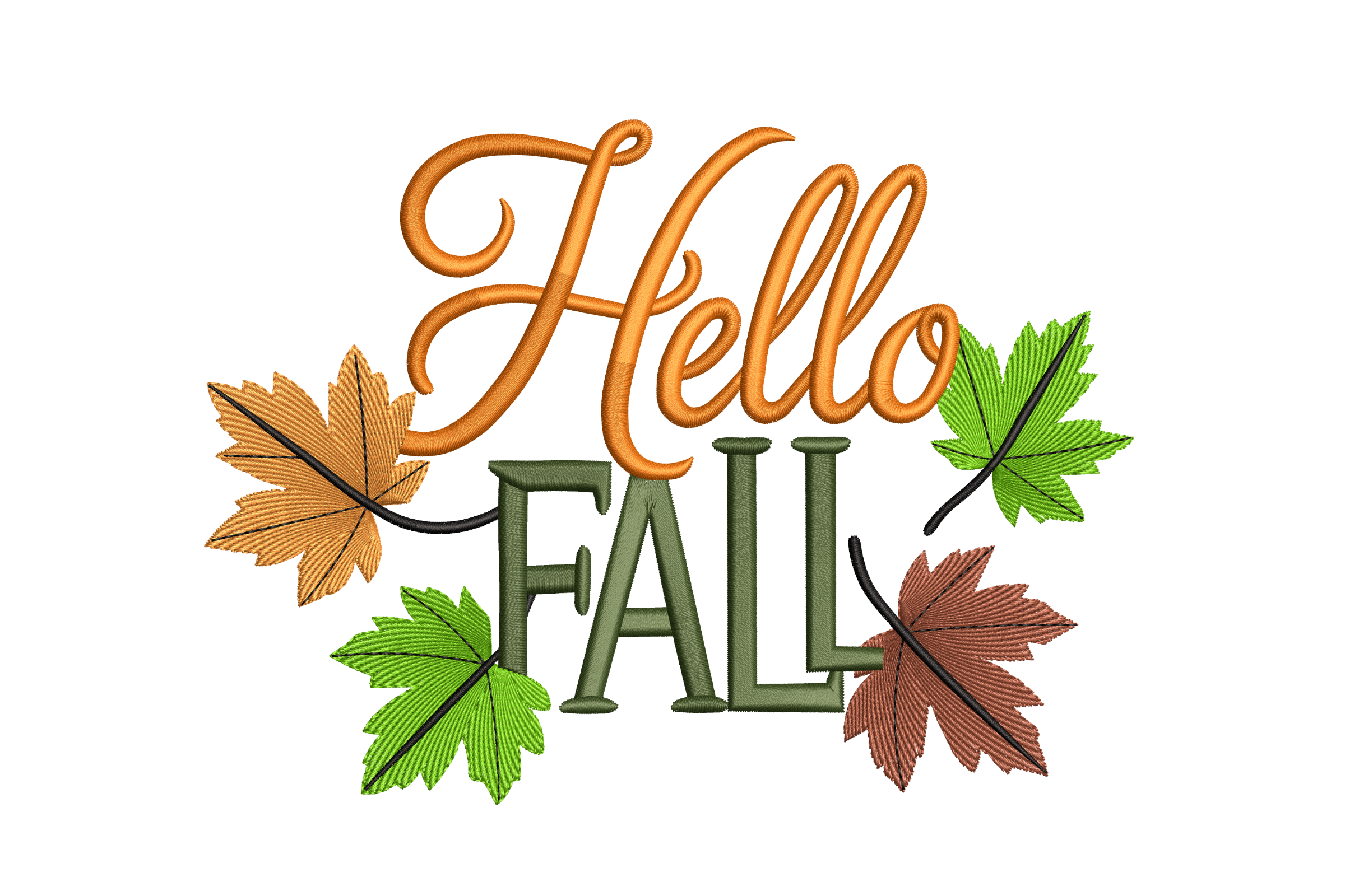 Hello Fall Leaves Script – Machine Embroidery Design | Embroidize