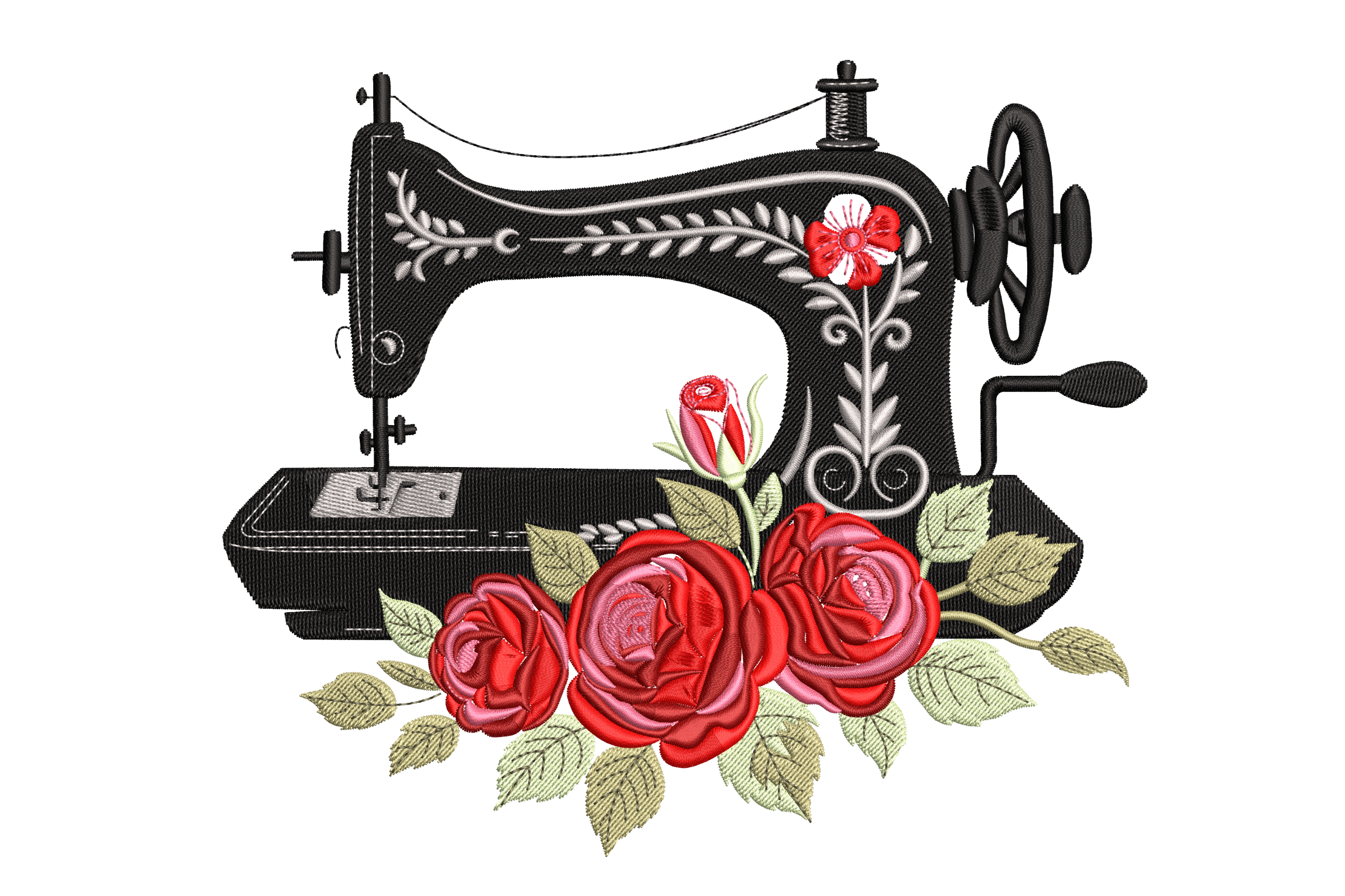 Vintage Sewing Machine Floral Rose Machine Embroidery Design