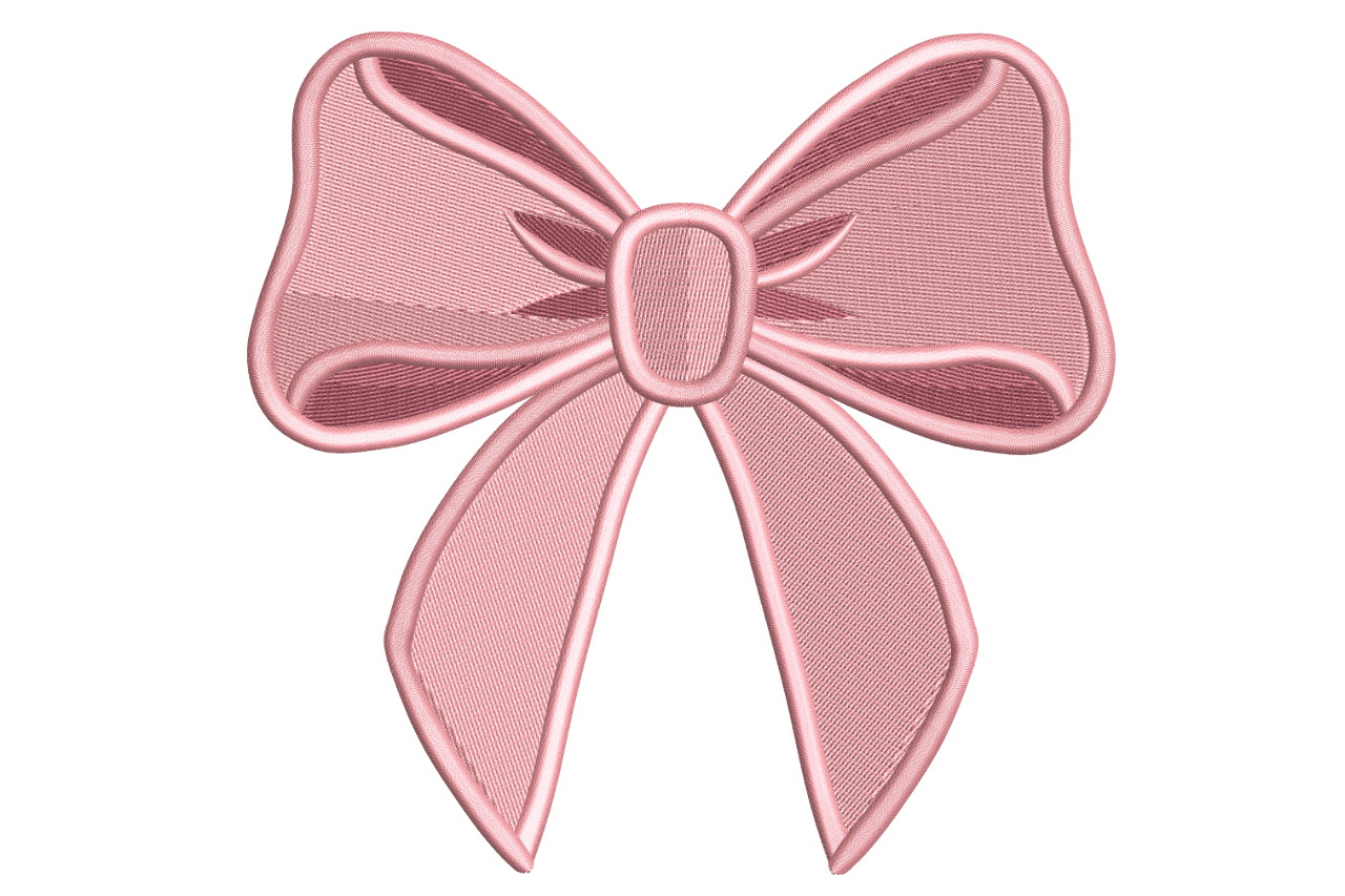 Pink Decorative Bow Machine Embroidery Design