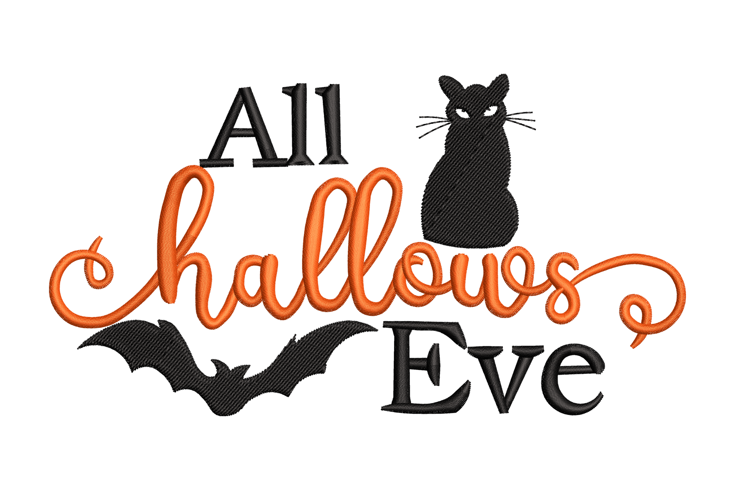 All Hallows Eve – Halloween Cat Bat Embroidery Design | Embroidize