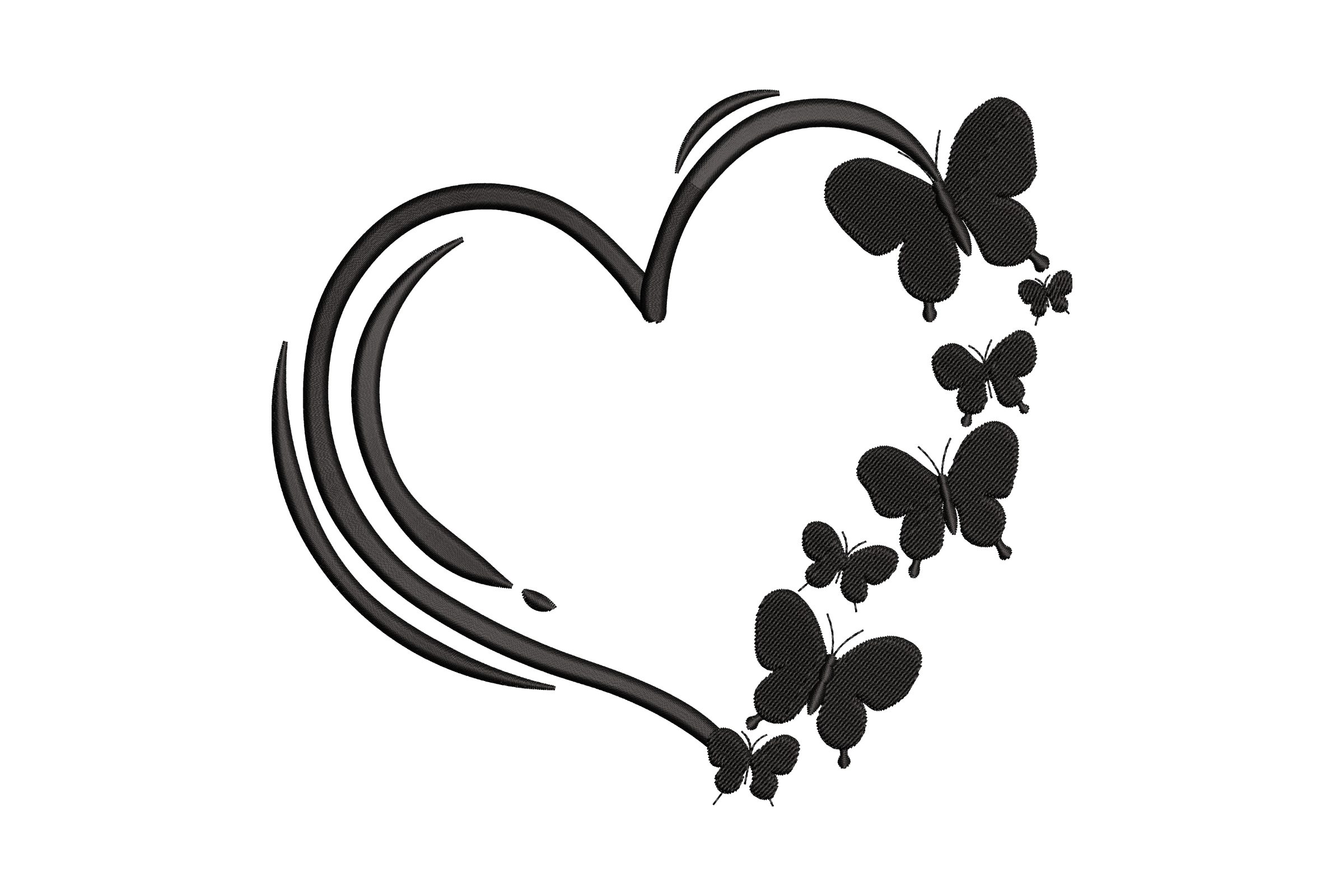 Butterfly Heart Outline – Elegant Embroidery Design | Embroidize