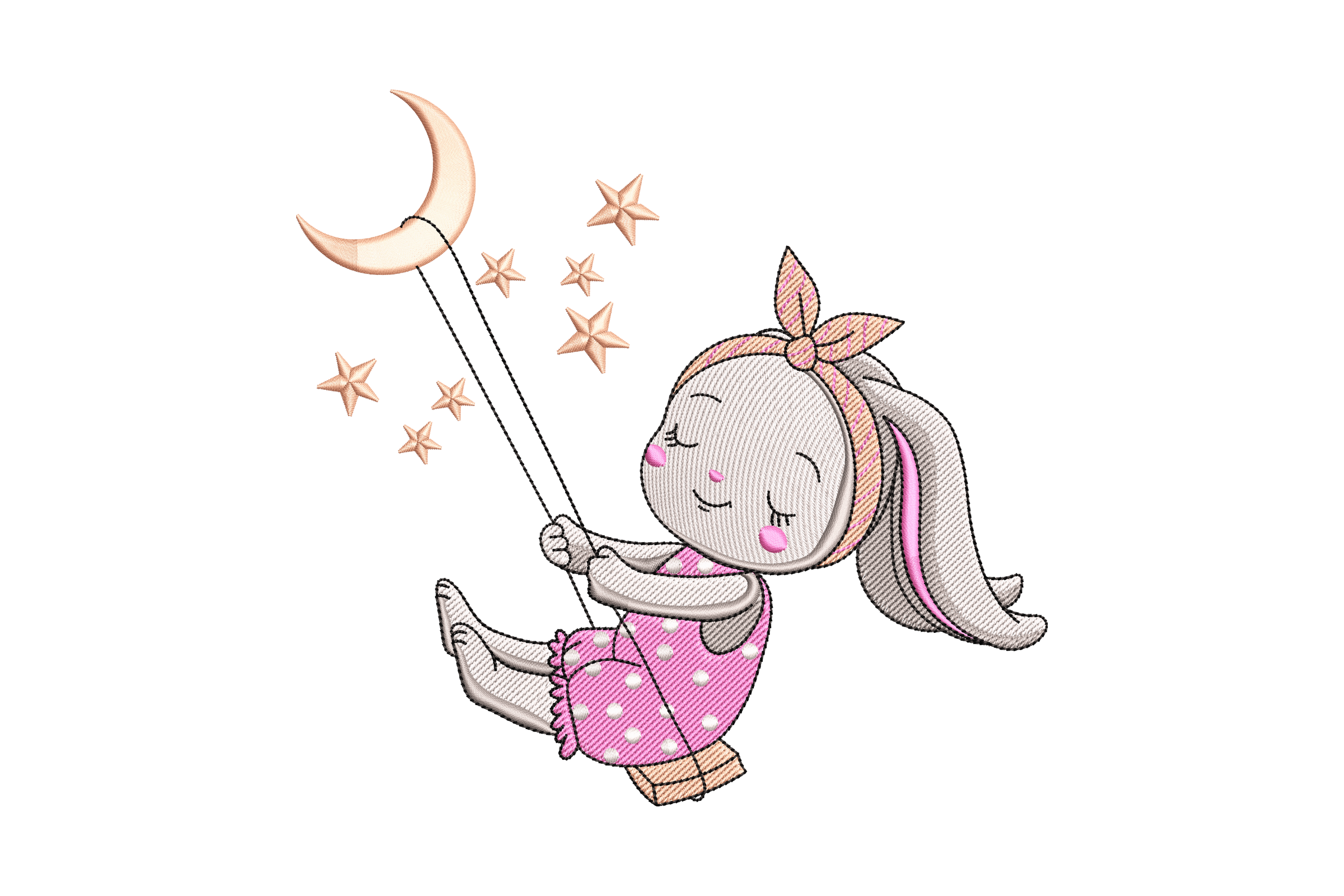 Moon Swing Rabbit Bunny Moon Swing – Machine Embroidery Design | Embroidize