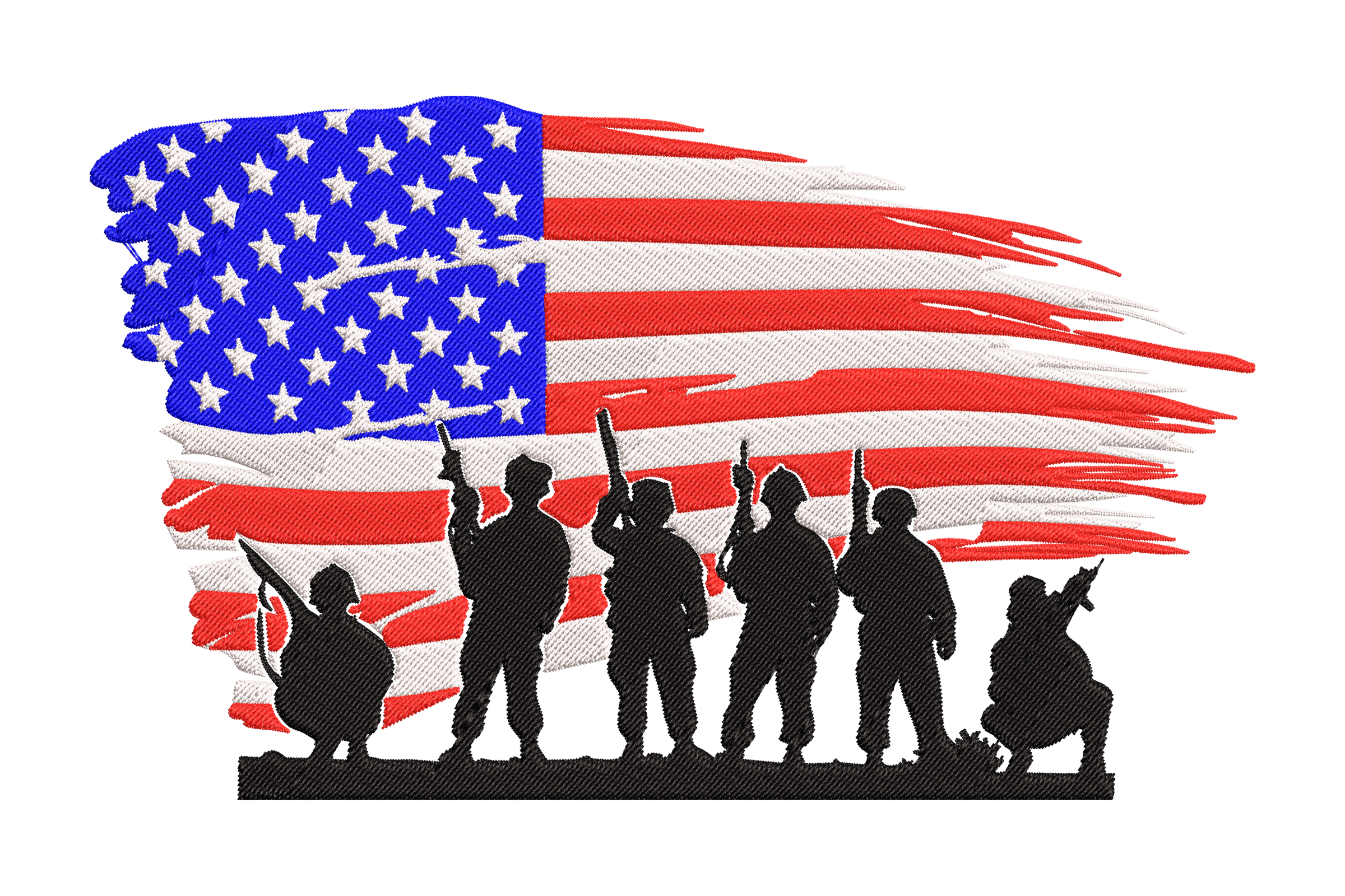 Patriotic Soldiers Flag – Military USA Macine Embroidery Design