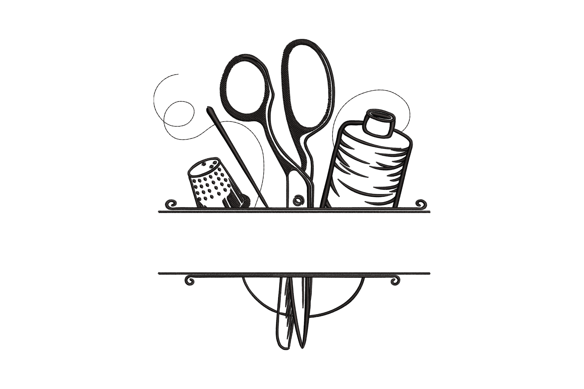 Sewing Tools Frame – Modern Monogram Embroidery Design