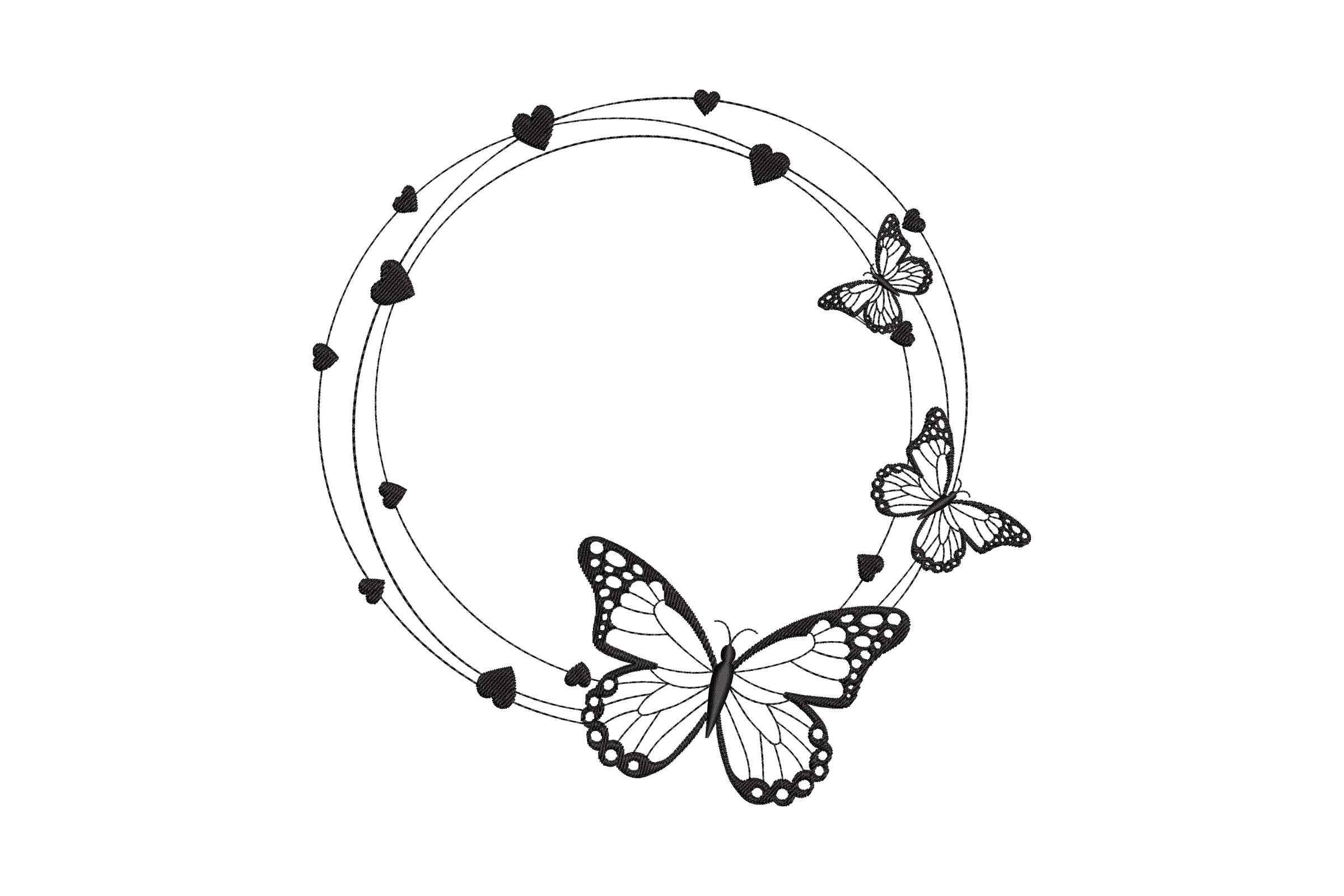 Butterfly Heart Wreath – Machine Embroidery Design | Embroidize