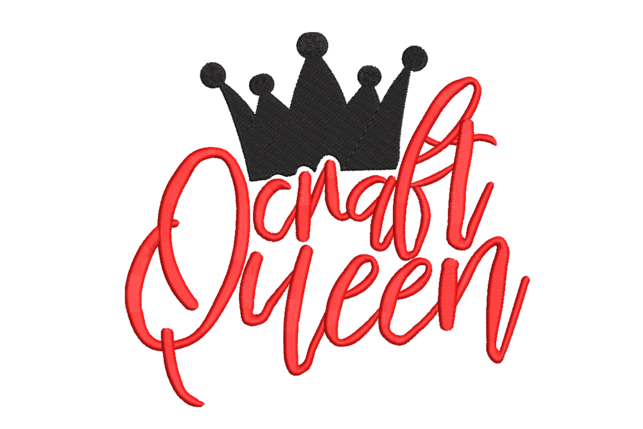 Craft Queen – Red Script Crown Embroidery Design | Embroidize