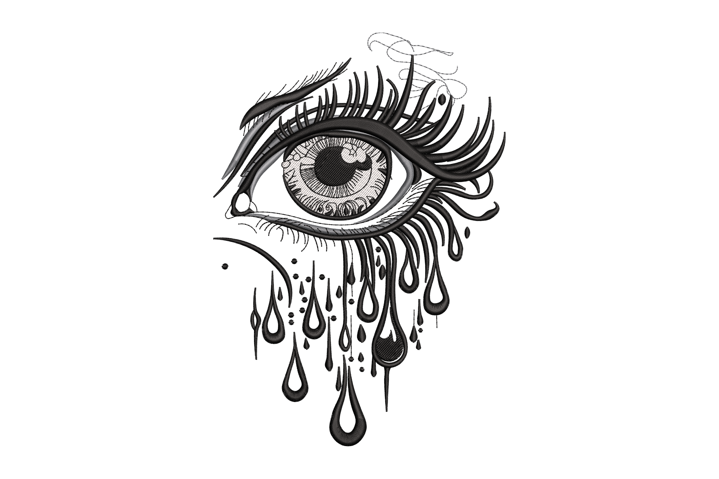 Tears of Ink – Dramatic Eye Tattoo Style Embroidery Design | Embroidize