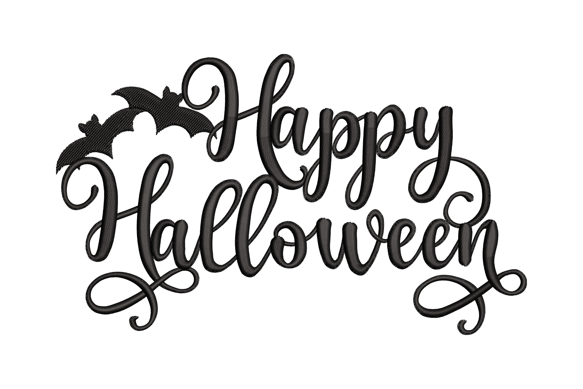 Happy Halloween Script & Bats – Machine Embroidery Design | Embroidize