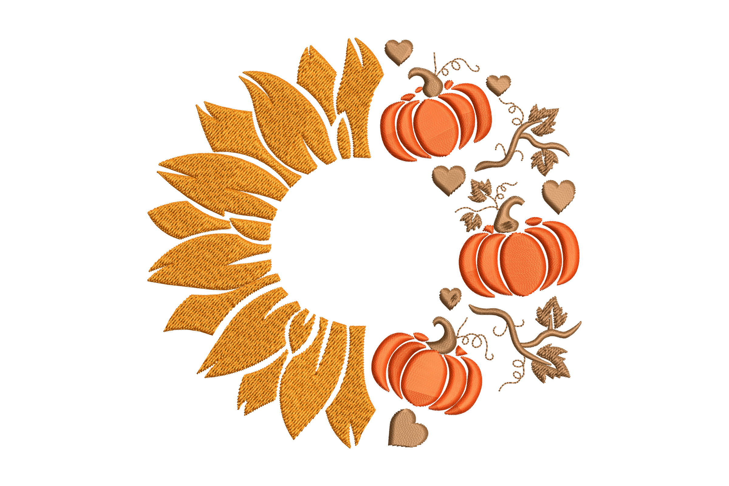 Sunflower Pumpkin Autumn Wreath – Thanksgiving Embroidery Design ...