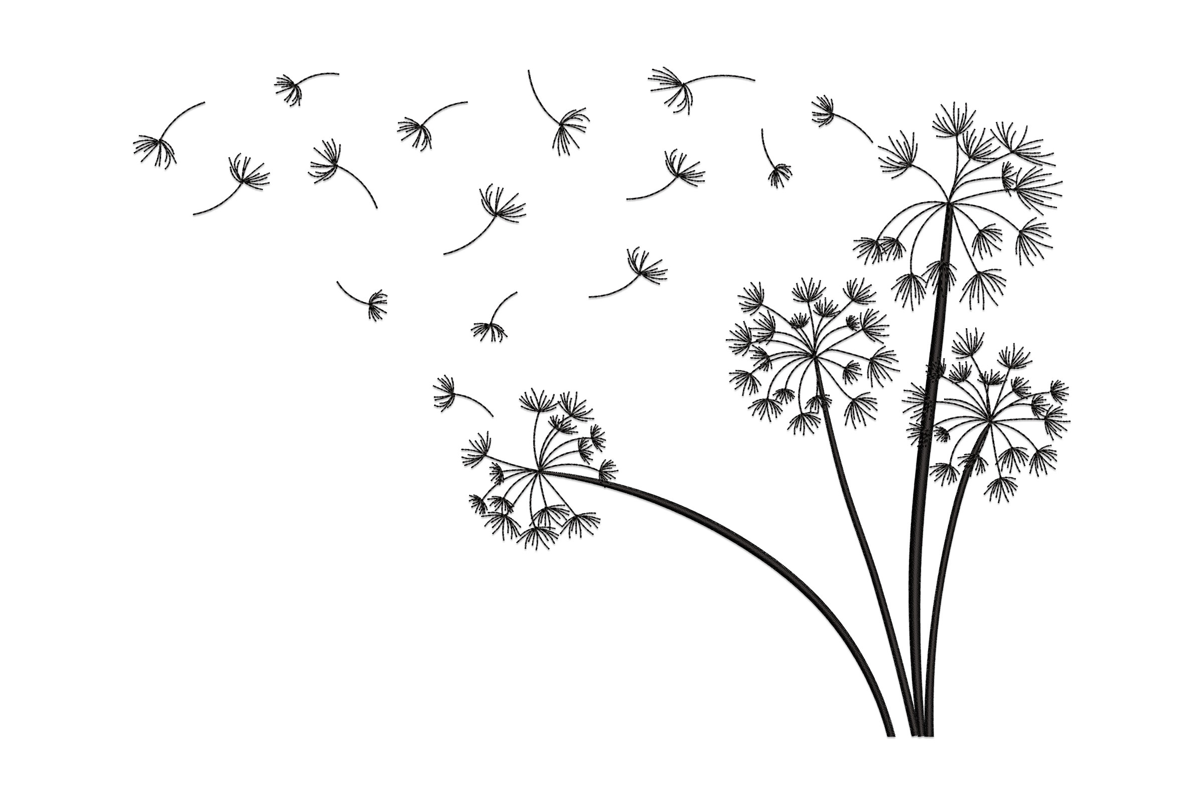 Minimalist Dandelion Seeds – Modern Botanical Embroidery Design