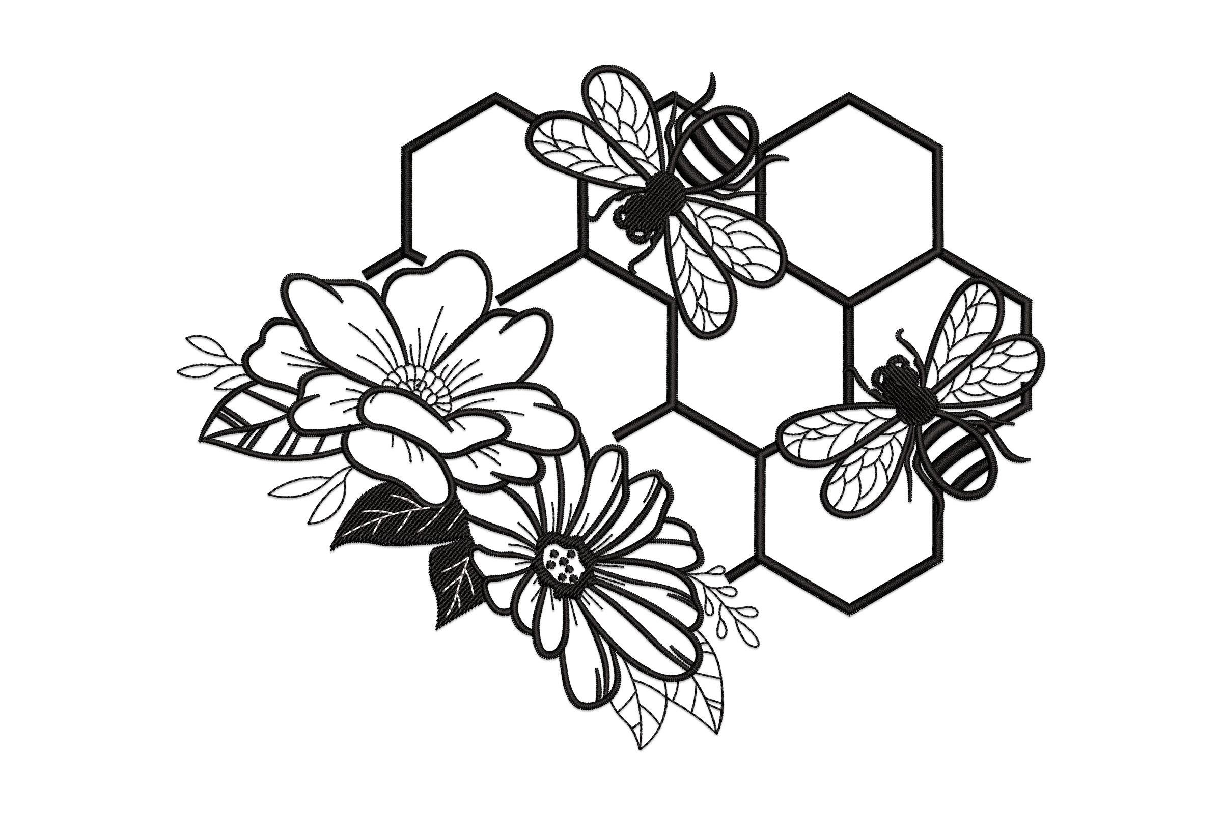 Bee & Bloom Honeycomb – Machine Embroidery Design | Embroidize