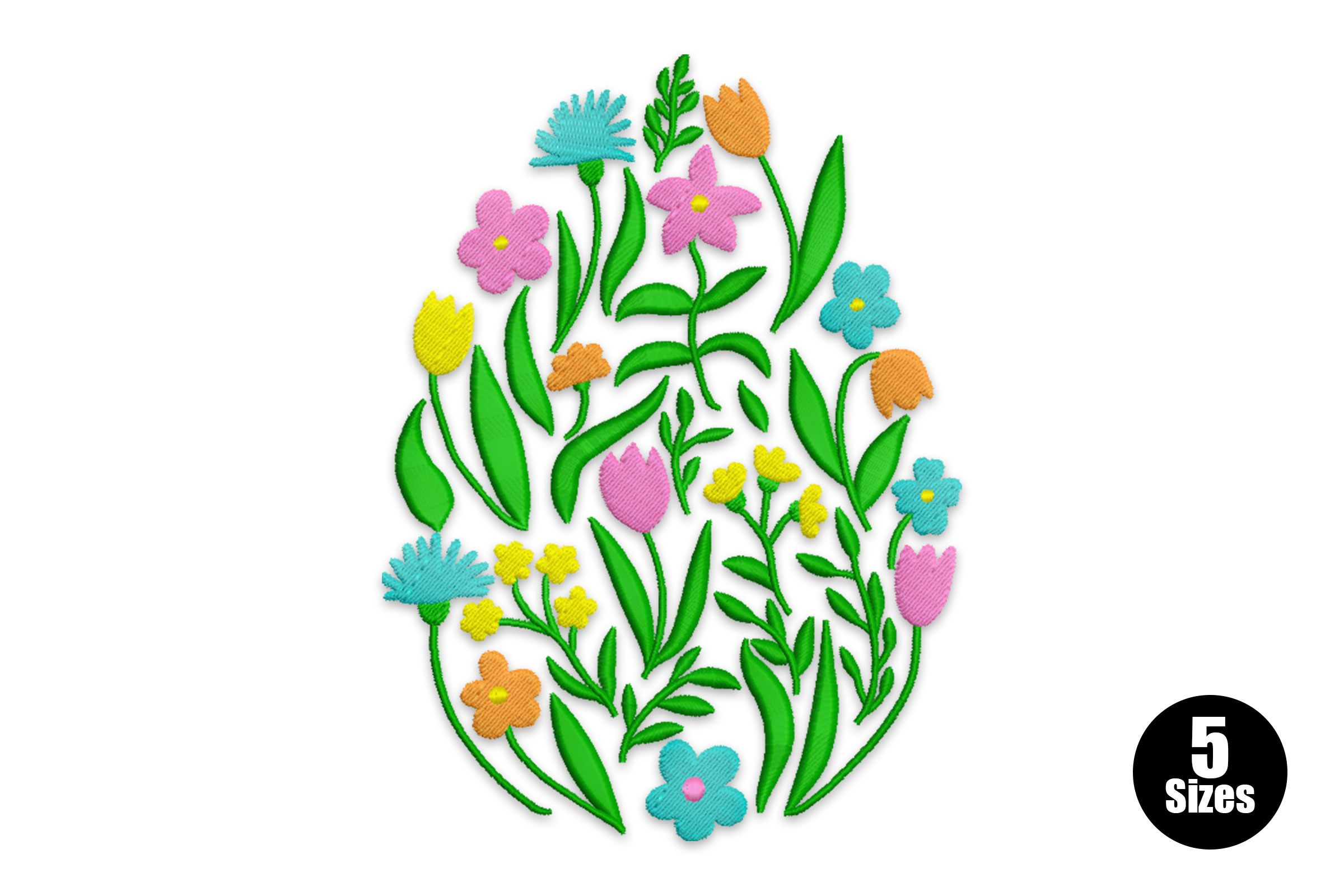 Floral Egg – Spring Wildflower Easter Embroidery Design | Embroidize