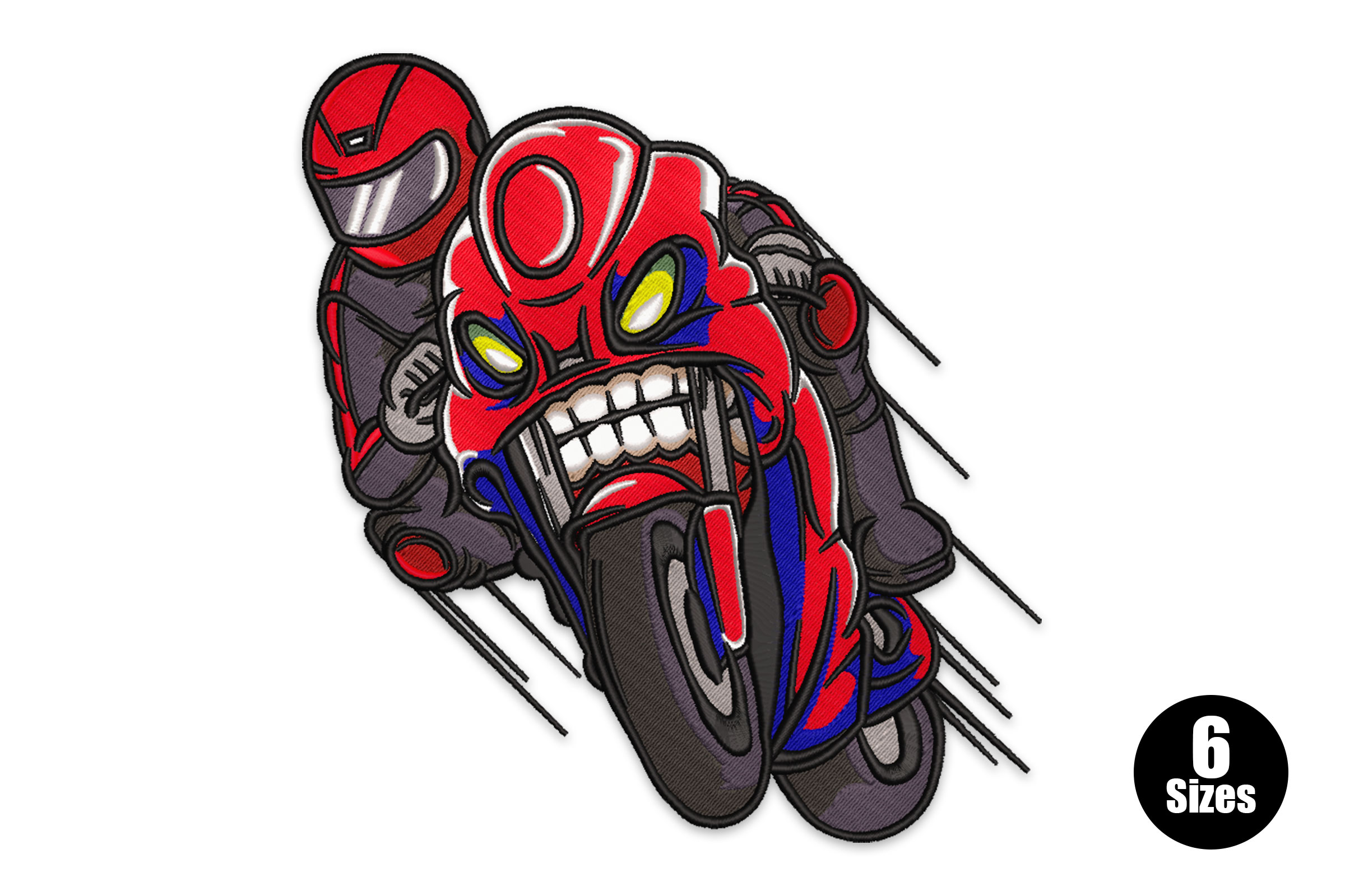 Cartoon Motorcycle Racer – Racing Sports Embroidery Design