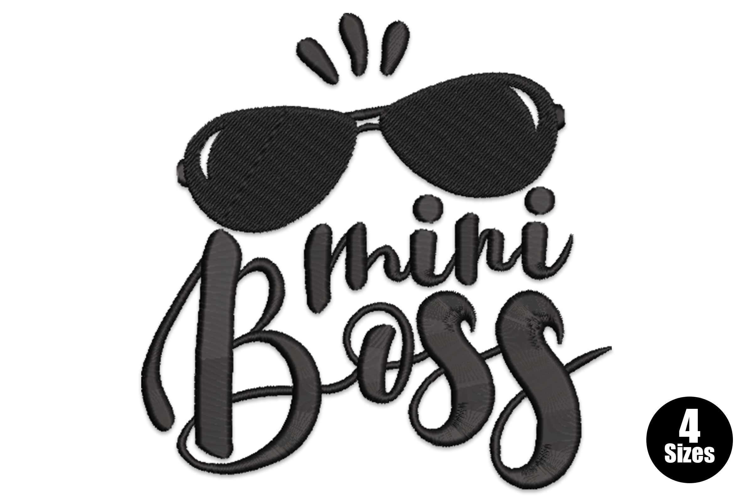 Mini Boss with Sunglasses – Cute Kids Quote Embroidery Design
