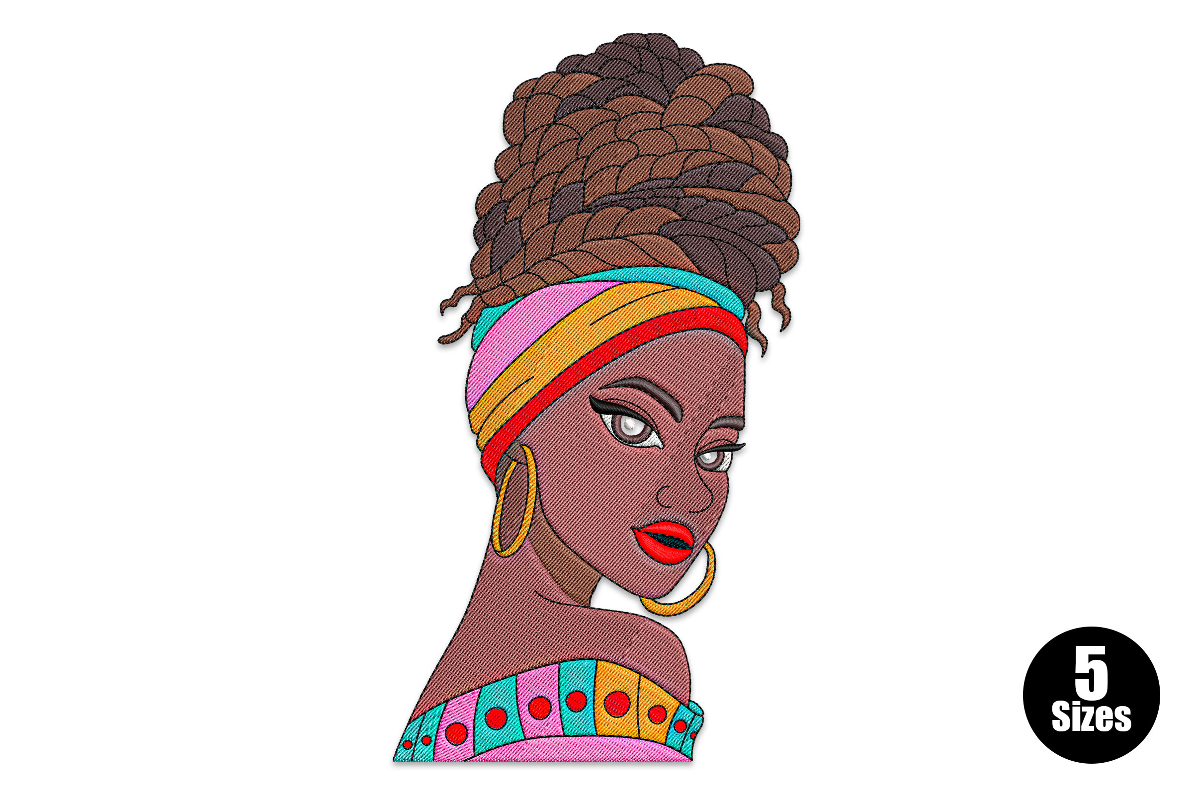 Afro Woman Portrait – Artistic Machine Embroidery Design