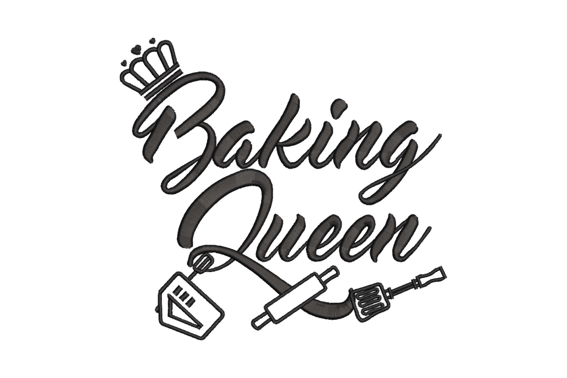 Baking Queen Script Outline – Kitchen Embroidery Design