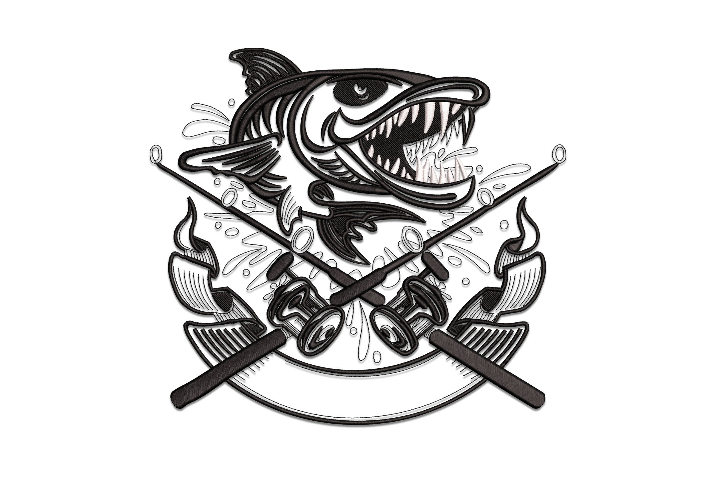 Shark Sushi Chef – Cool Crossed Knives Embroidery Design