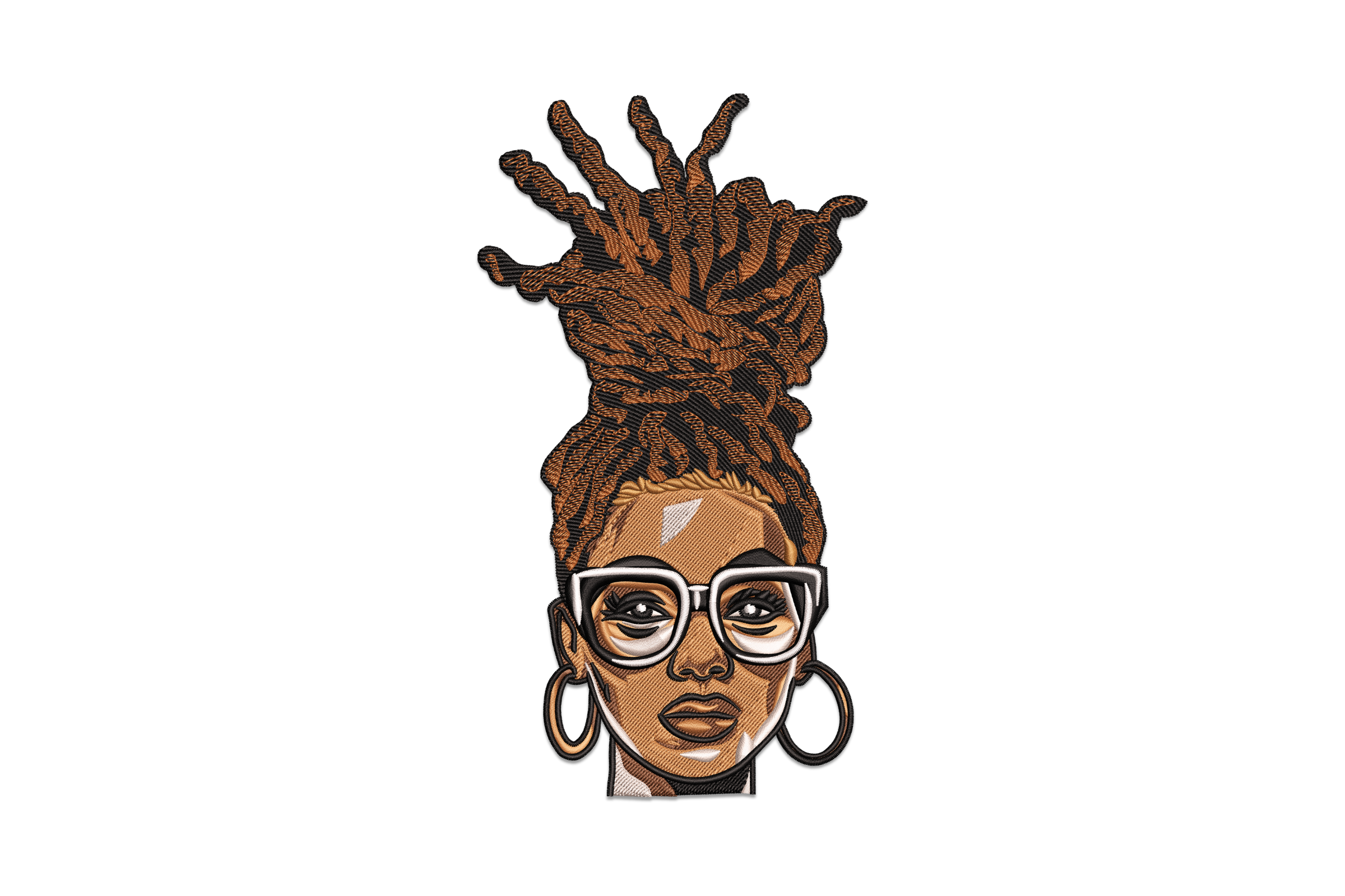 Locs Updo Glasses Girl – Trendy Embroidery Design