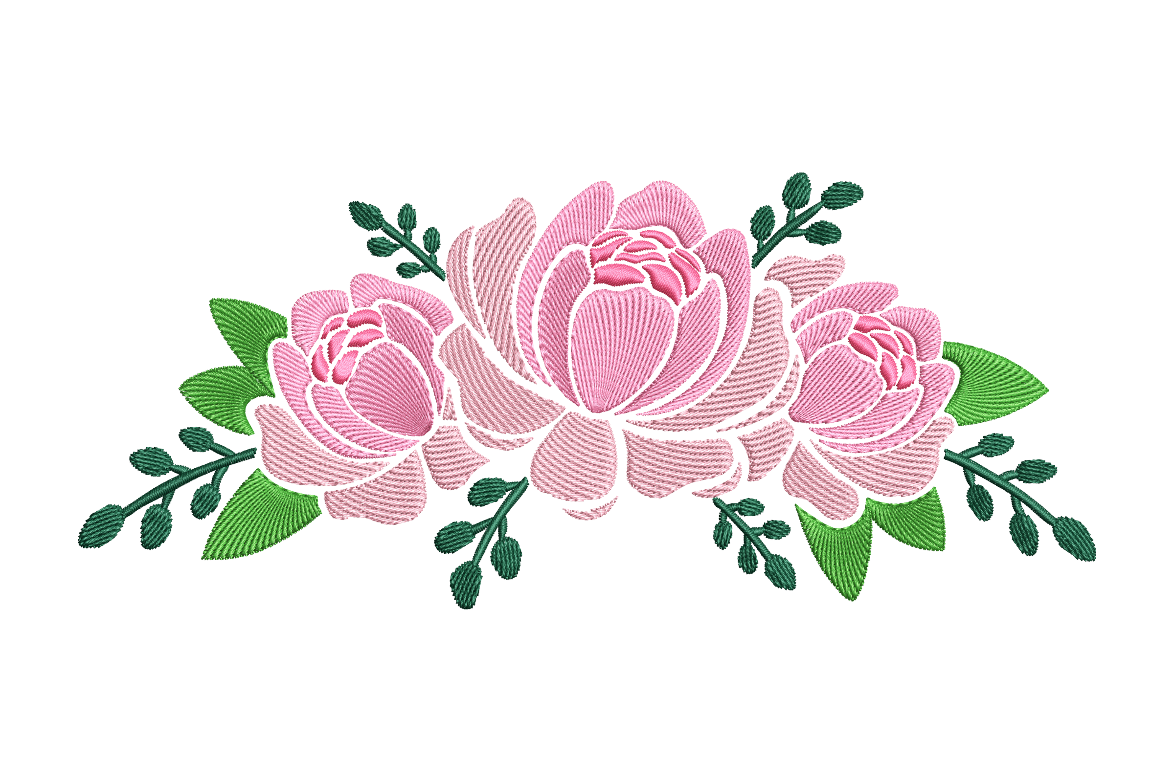 Pink Peony Spray – Elegant Floral Embroidery Design