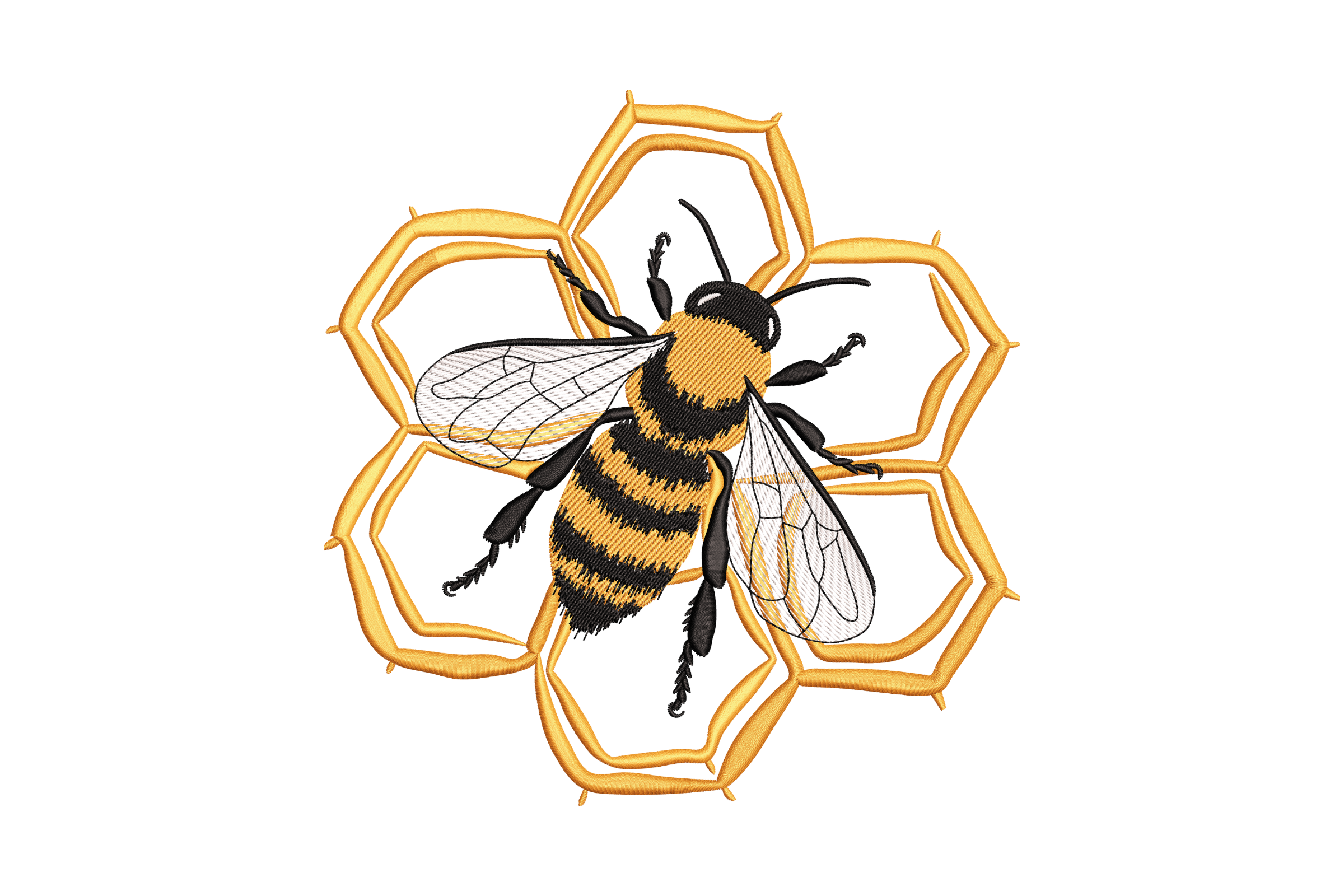 Honey Bee on Honeycomb – Realistic Embroidery Design | Embroidize