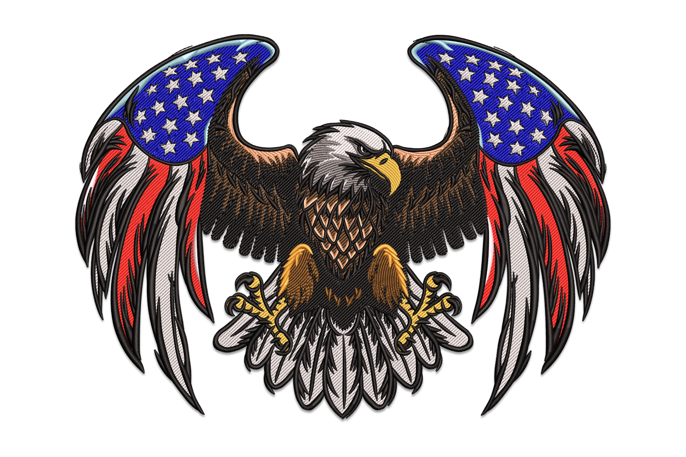 Patriotic Bald Eagle – American Flag Embroidery Design