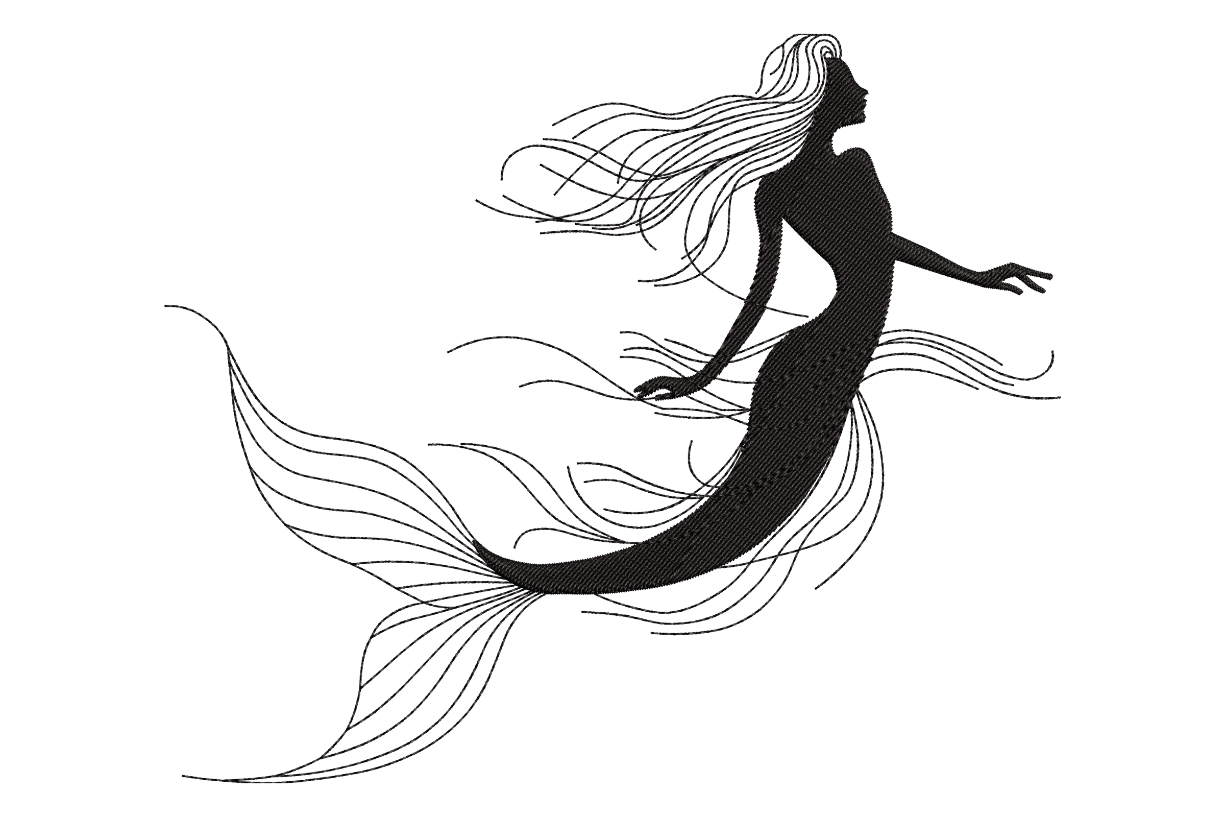 Elegant Mermaid Silhouette – Embroidery Design
