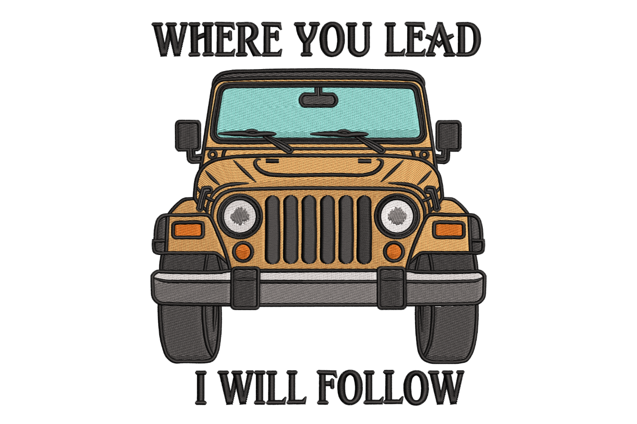 Jeep Lead Follow – Offroad Quote Machine Embroidery Design