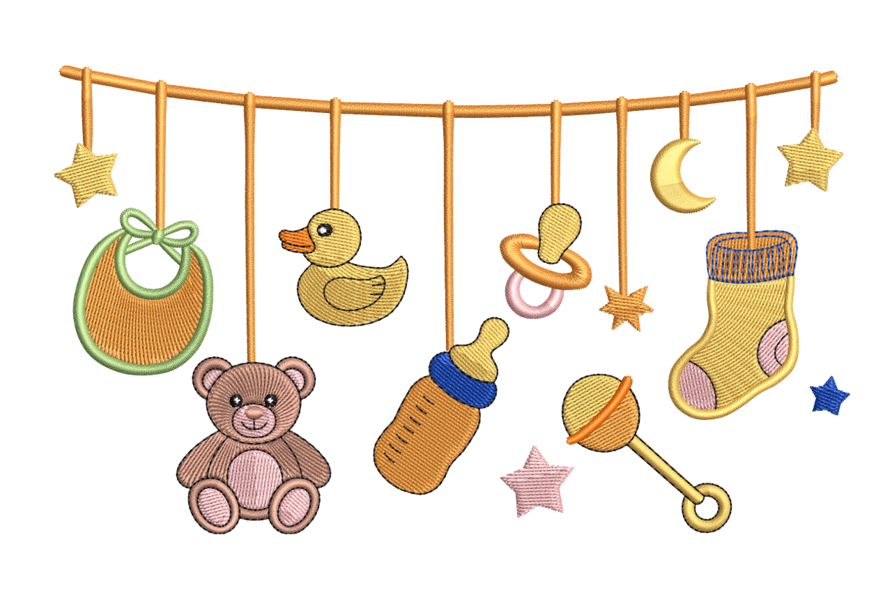 Baby Crib Mobile Machine Embroidery Design | Embroidize