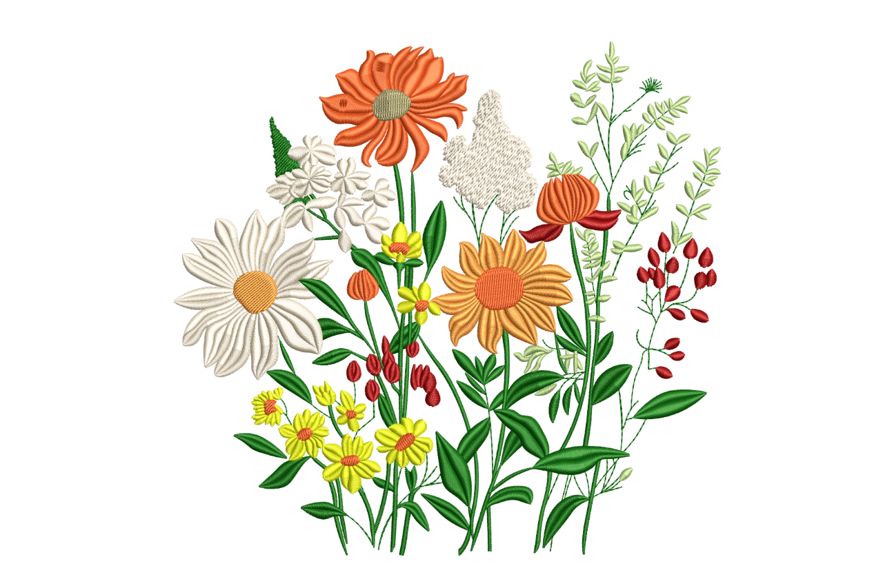 Wildflower Garden Bouquet – Machine Embroidery Design | Embroidize