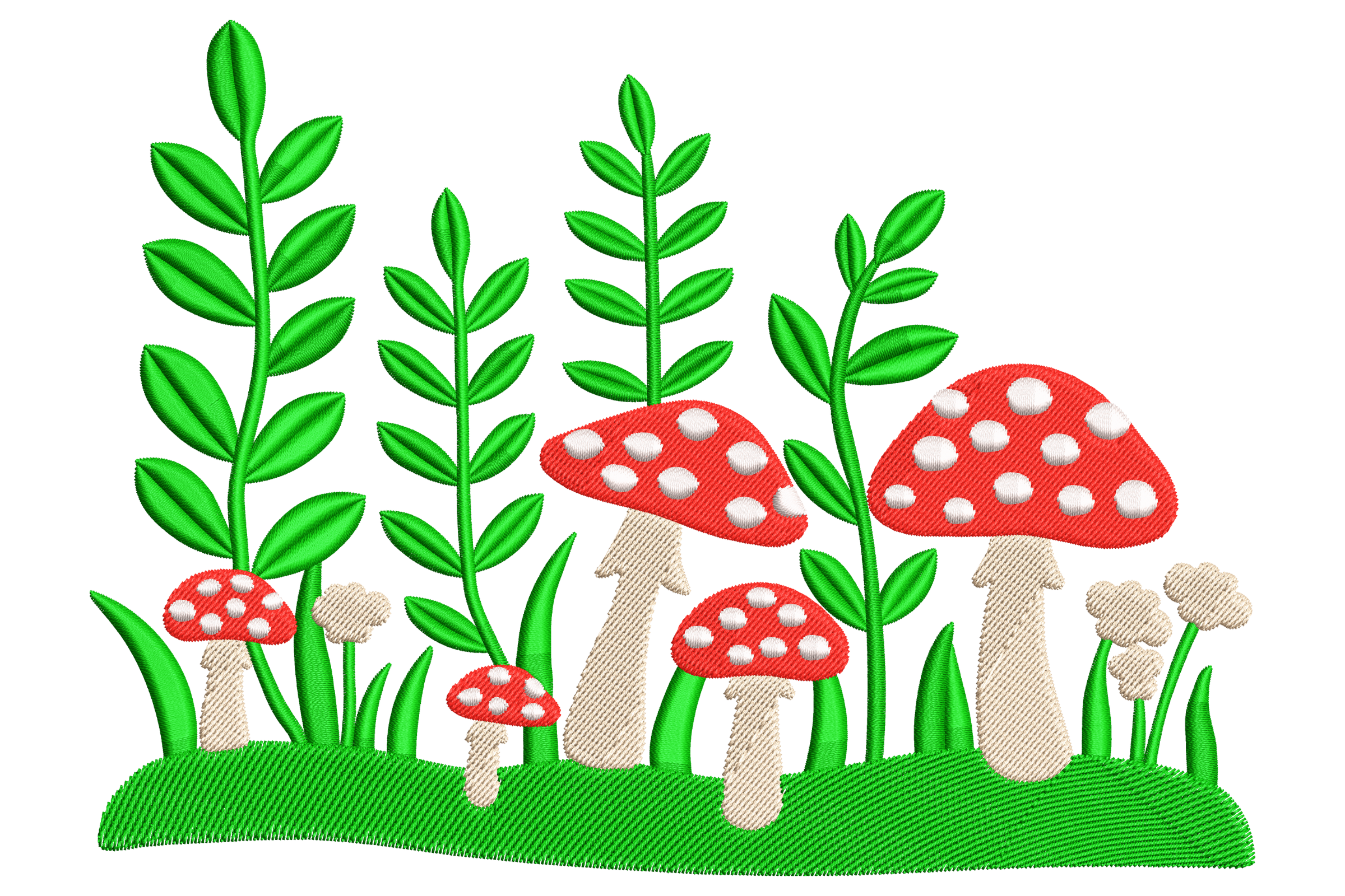 Whimsical Toadstool Garden Scene – Embroidery Design