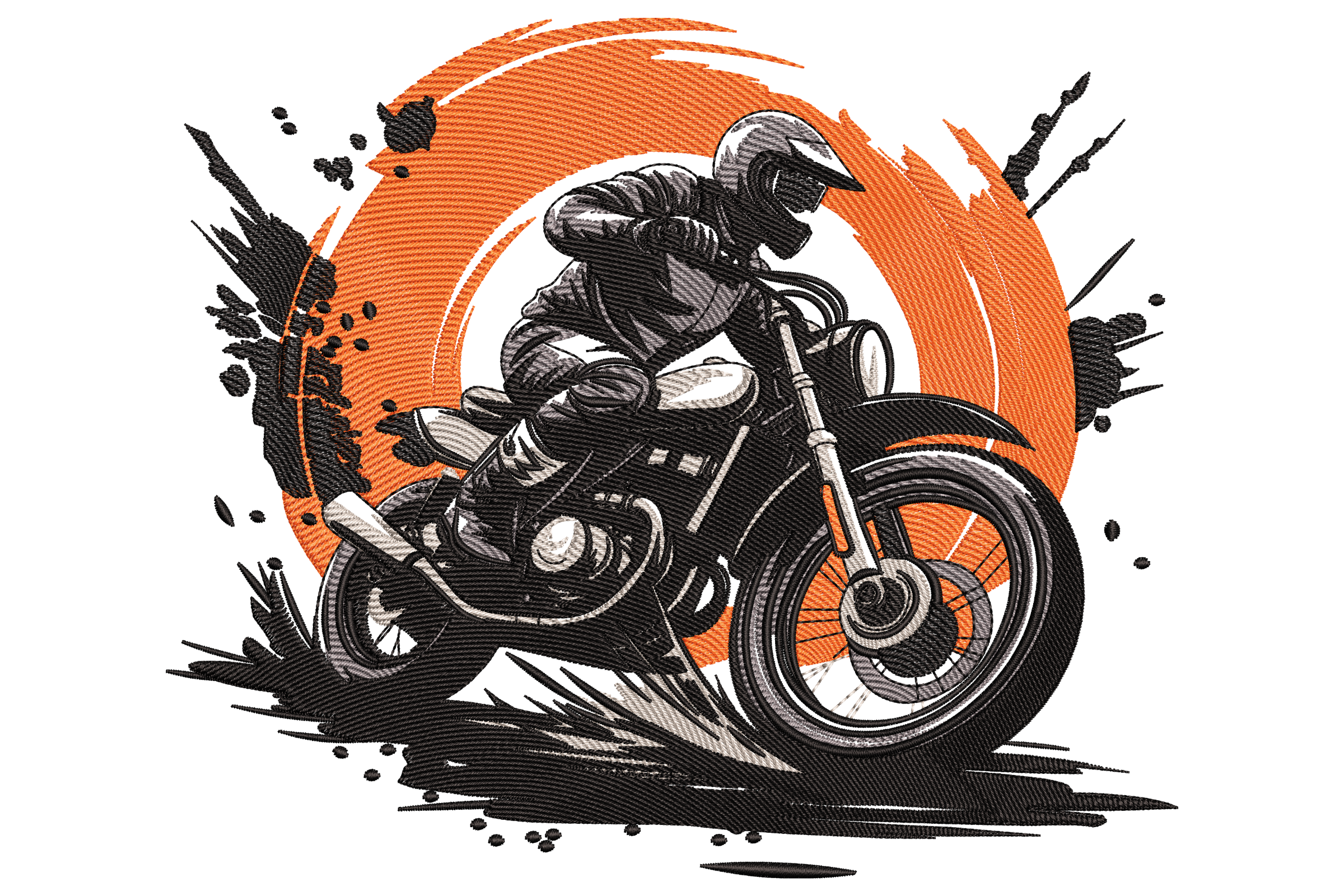 Motorbike Rider Splash – Extreme Embroidery Design
