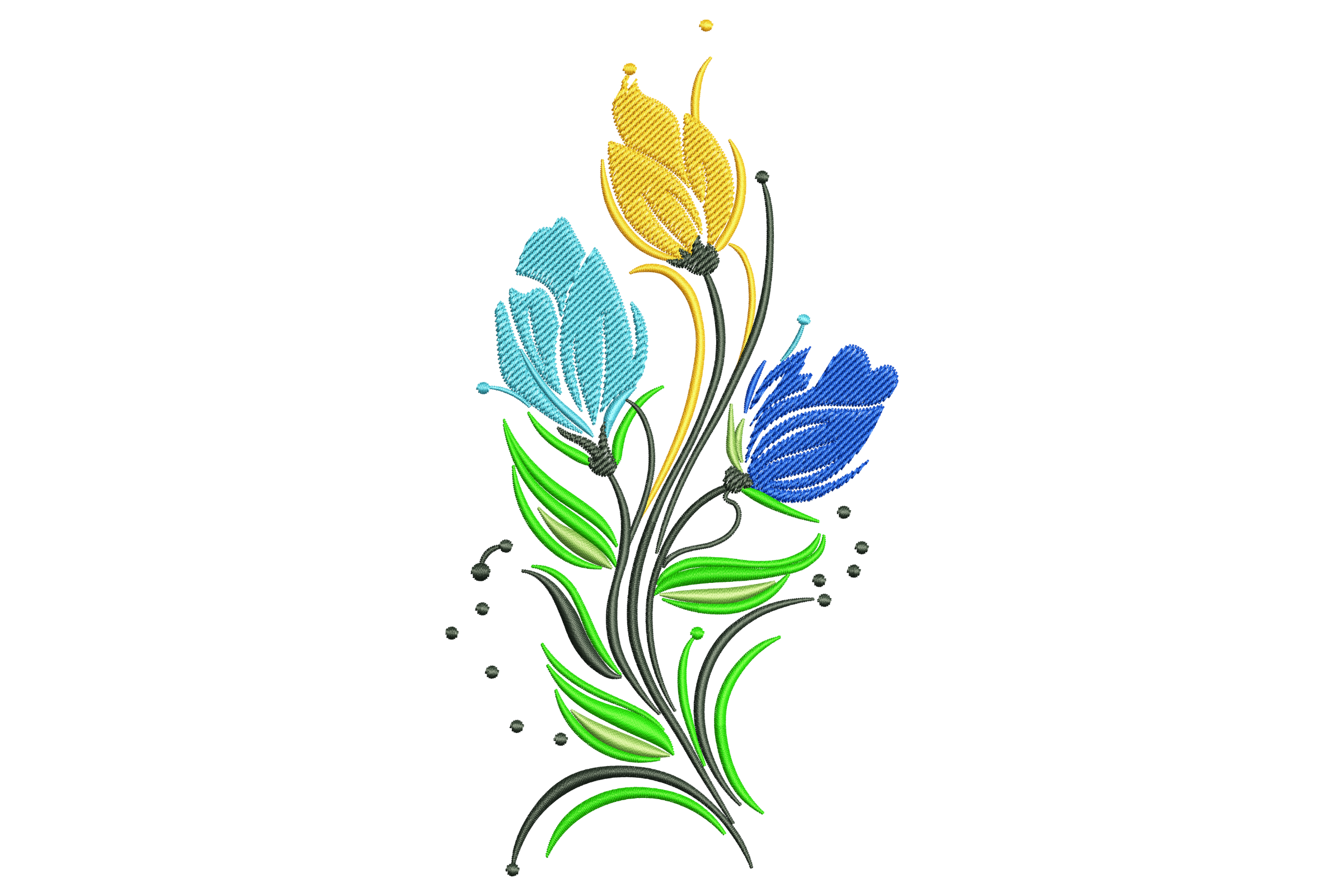 Modern Floral Spray – Tulip Bouquet Embroidery Design | Embroidize