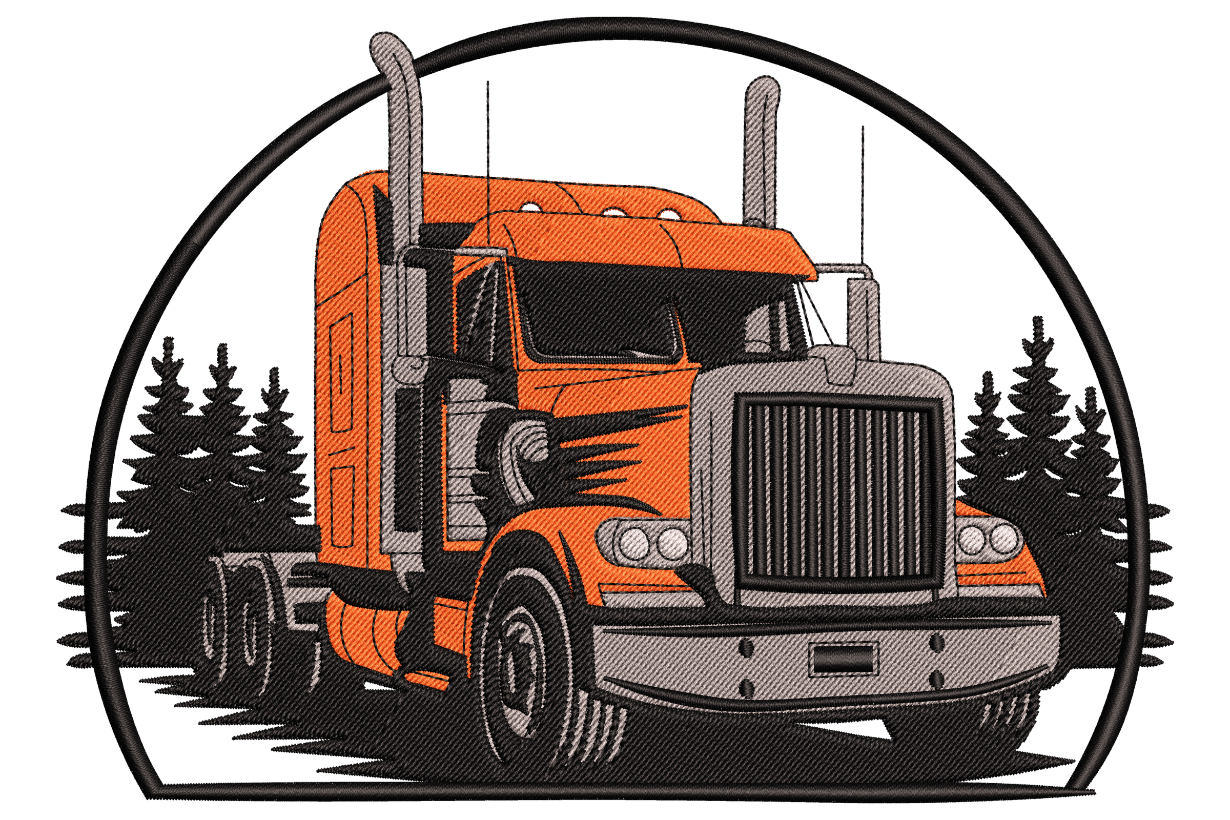 Retro Semi Truck – Forest Patch Embroidery Design